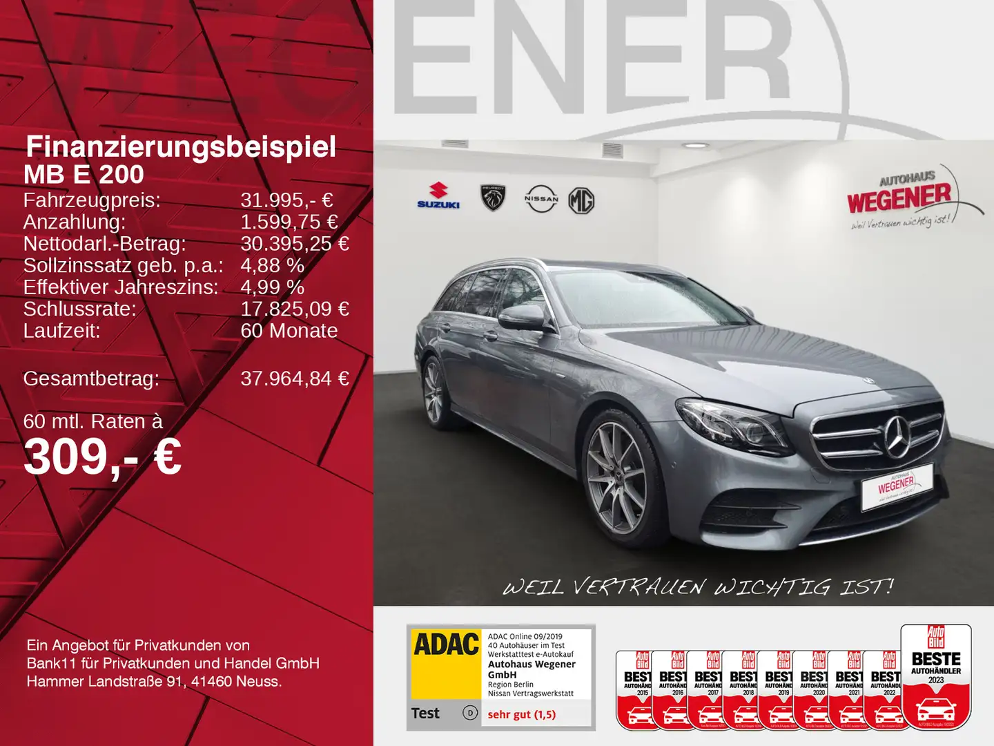 Mercedes-Benz E 200 AMG-LINE/ LUFTFEDERUNG/ MULTIBEAM/ 360° Grau - 2