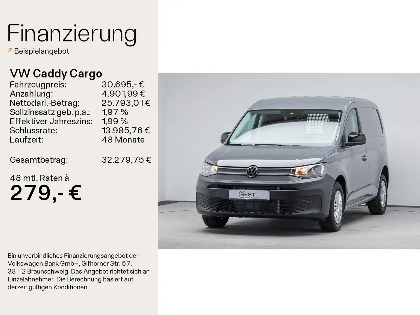 Volkswagen Caddy Cargo 2.0 TDI GJR*KLIMA*GRA*PDC*RFK* Gris - 2