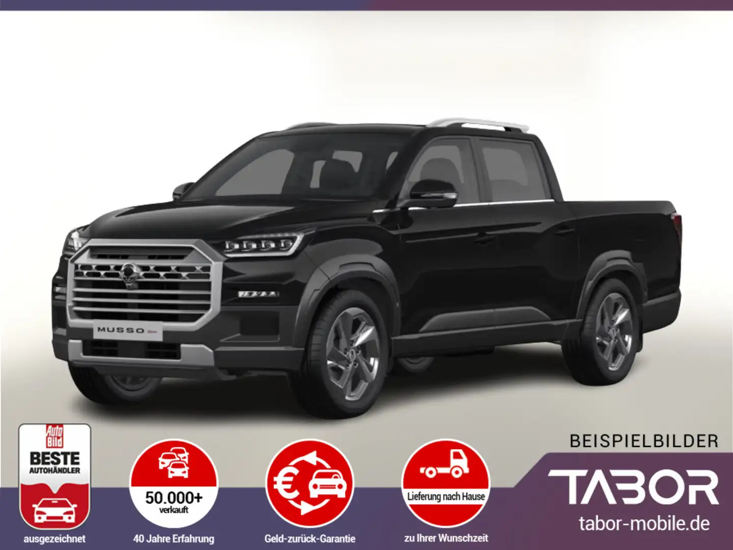 KGM Musso Grand e-XDi 202 Aut AWD Lux LED Nav Leder Schwarz - 1