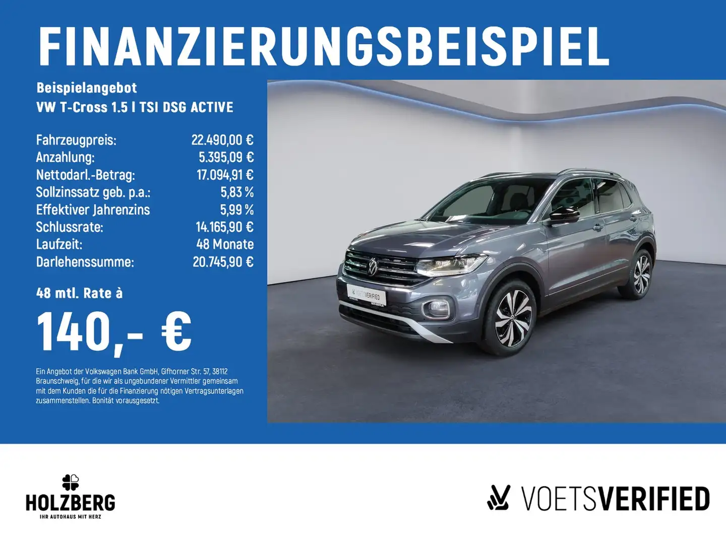 Volkswagen T-Cross 1.5 l TSI DSG ACTIVE AHK+LED+NAV+SHZ+CAM Grau - 2