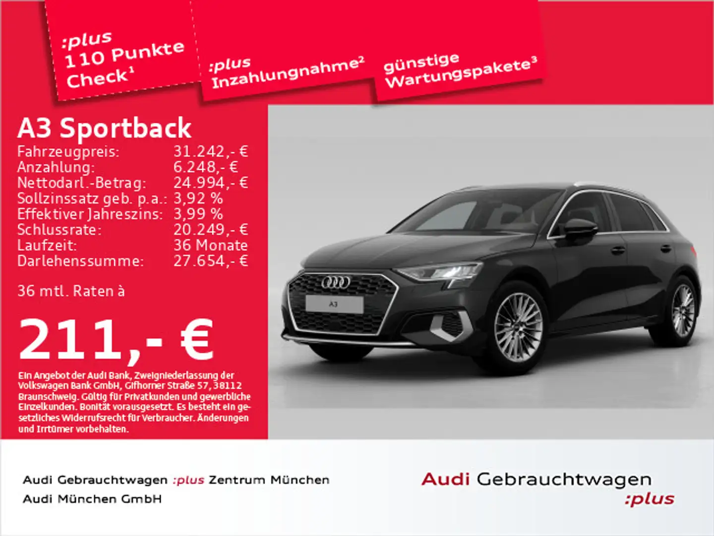 Audi A3 35 TFSI S tronic advanced AHK/PDC+ Schwarz - 1