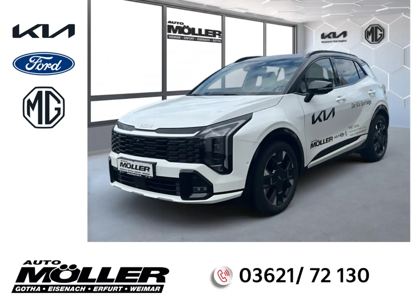 Kia Sportage GT-Line PE 1.6T AWD DCT7 + PANODACH+Drive+Sound + Weiß - 1
