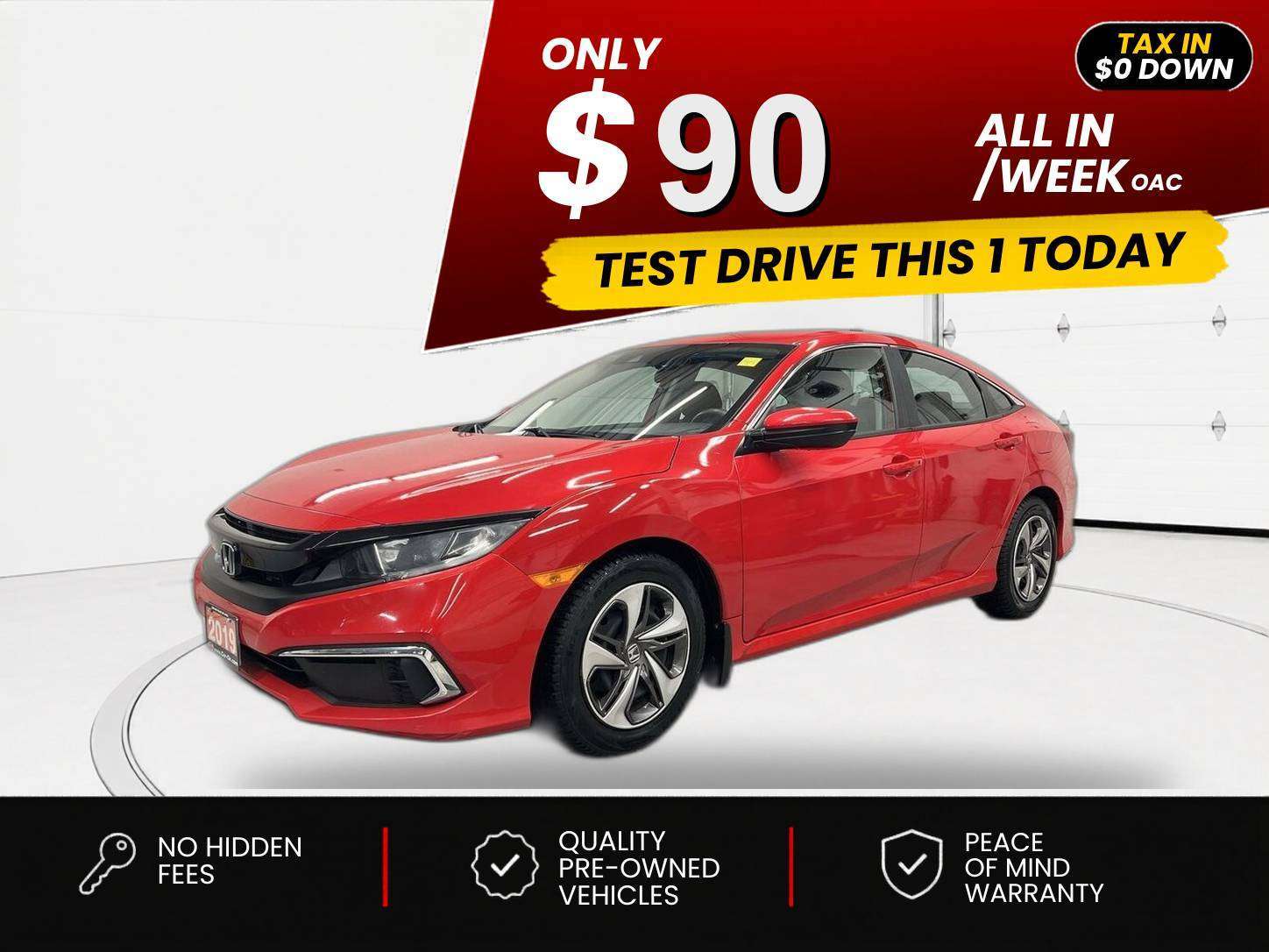 Red 2019 Honda Civic Sedan Front-Wheel Drive Automatic