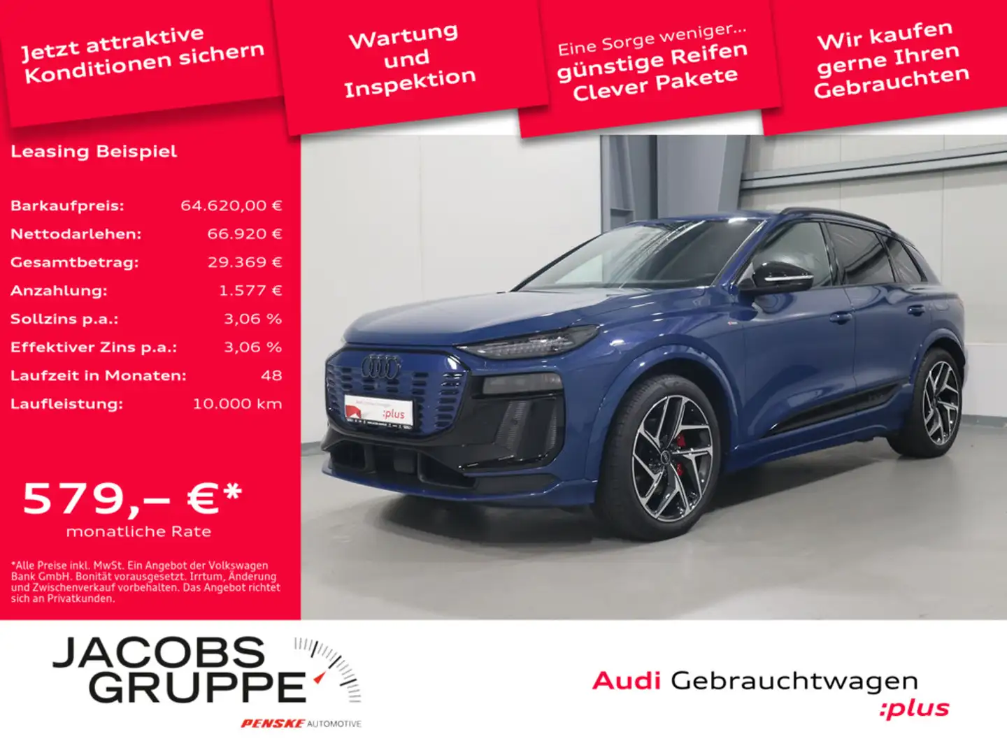 Audi Q6 e-tron performance S line edition one*0,25*B&O*Matrix*AHK * Bleu - 1