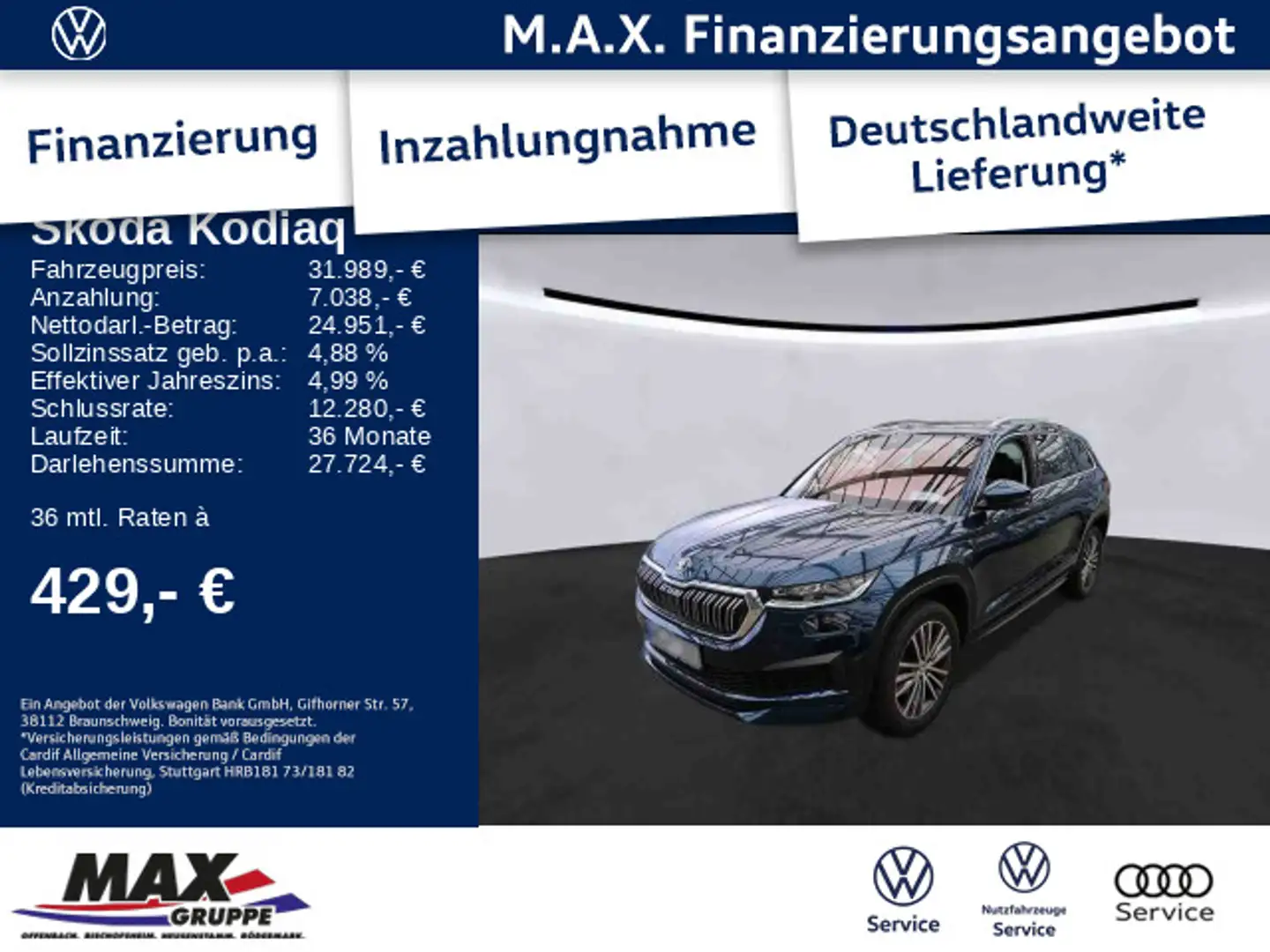 Skoda Kodiaq 2.0 TDI DSG 4M Laurin & Klement MATRIX+36 Blau - 1