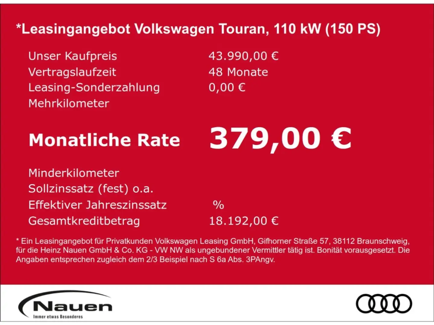 Volkswagen Touran Highline 1,5l TSI DSG+7-Sitzer * Rate 379€ * Silber - 2