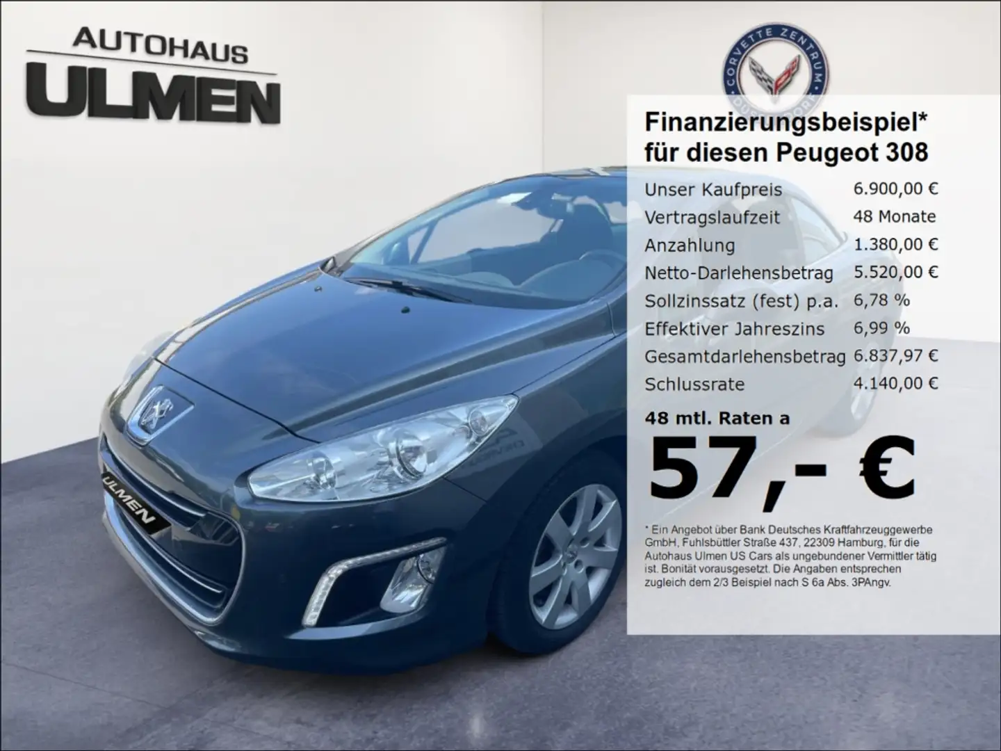 Peugeot 308 CC Active 1.6 16V THP B2B-Onliy Grau - 1