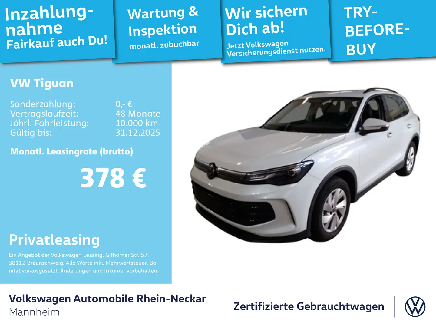 Volkswagen Tiguan 1.5 eTSI DSG GAR2030 Navi AHK Kamera uvm Weiß - 1