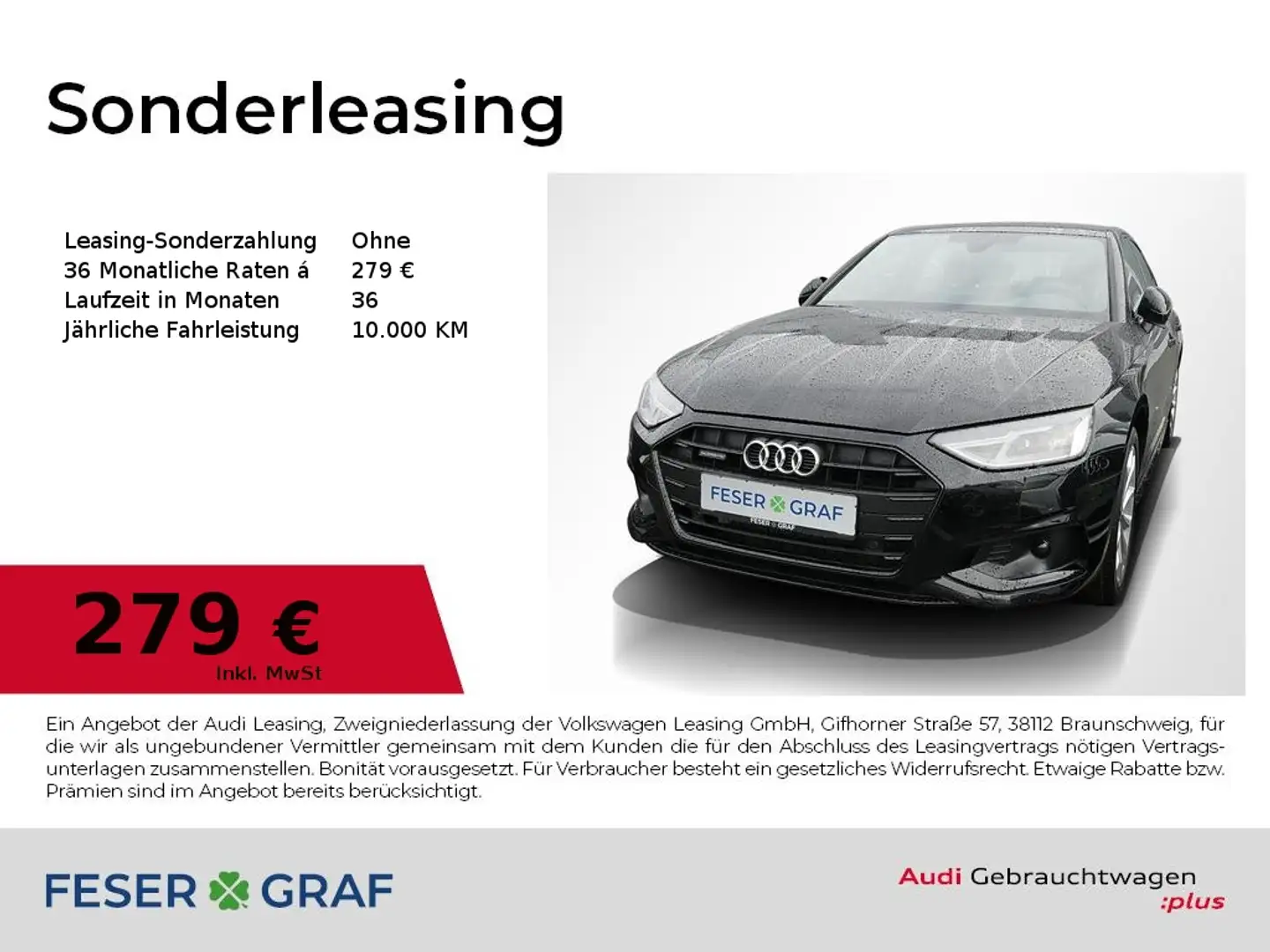 Audi A4 Limousine 40 TDI qu. LED Navi RüKa V-Cockp. Schwarz - 1
