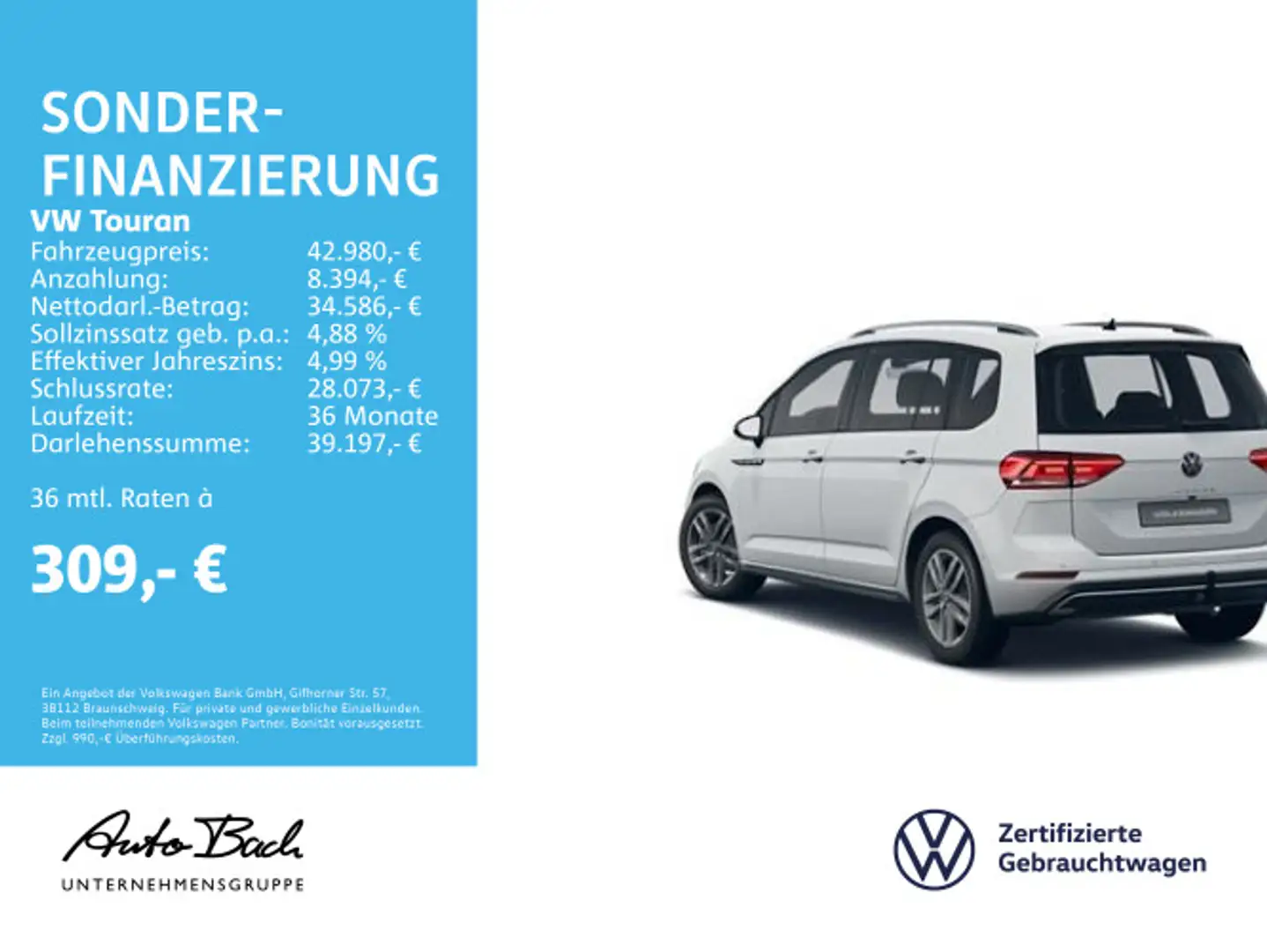 Volkswagen Touran 1.5TSI "MOVE" DSG Navi LED Digital Cockpi Weiß - 2