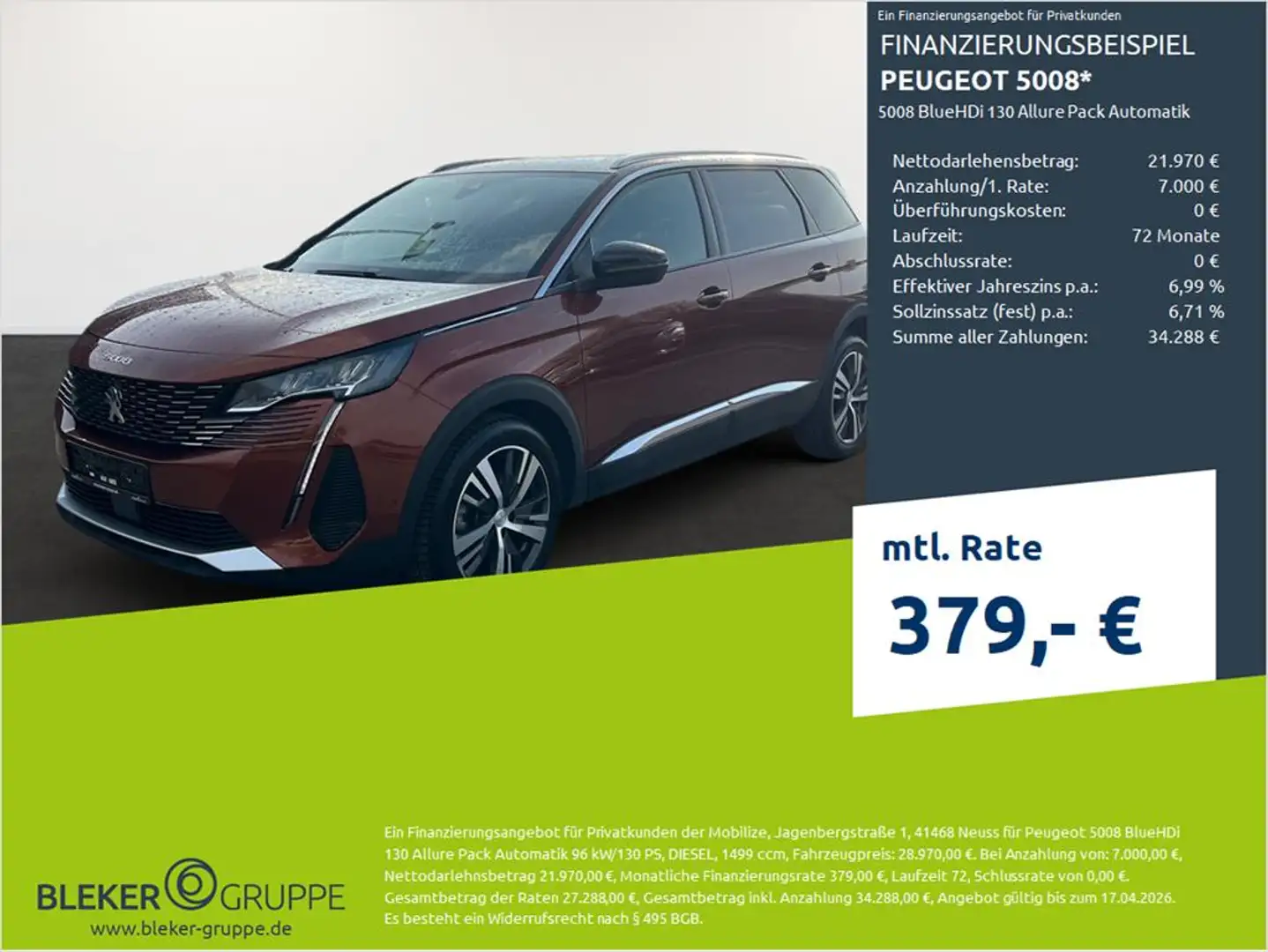 Peugeot 5008 BlueHDi 130 Allure Pack Automatik Braun - 1