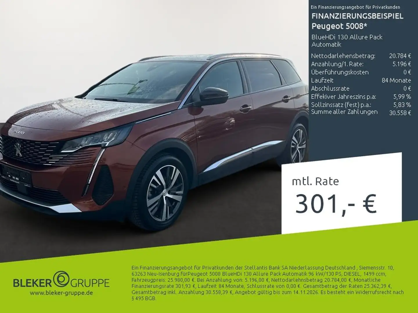 Peugeot 5008 BlueHDi 130 Allure Pack Automatik Braun - 1