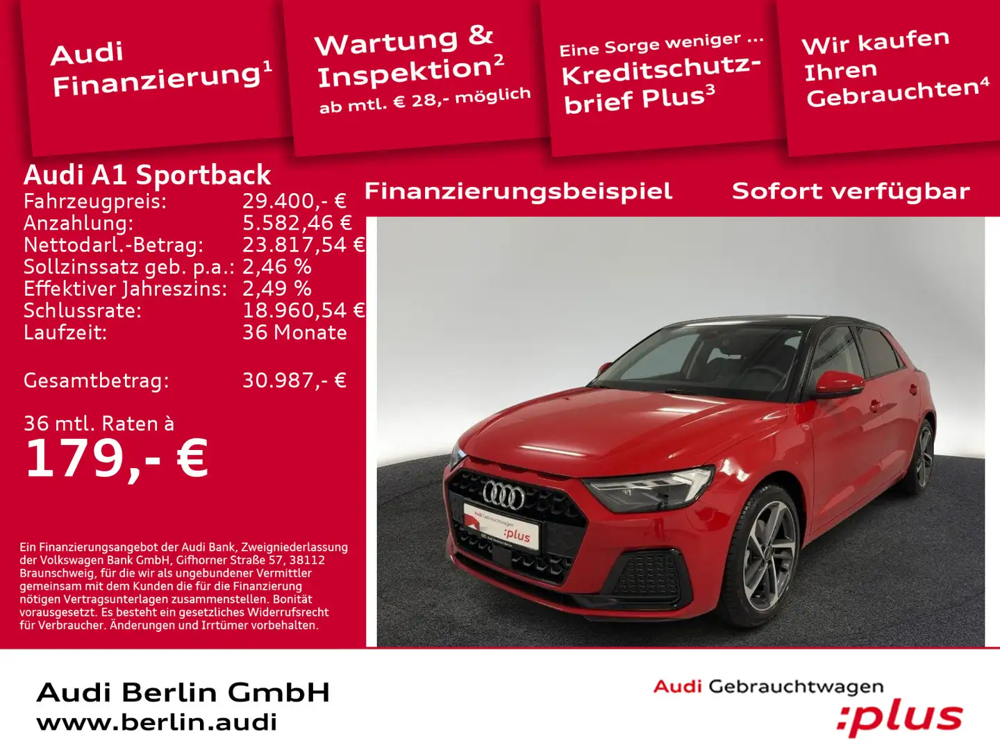 Audi A1 Advanced 30 TFSI S tr. VIRTUAL LED Rot - 1