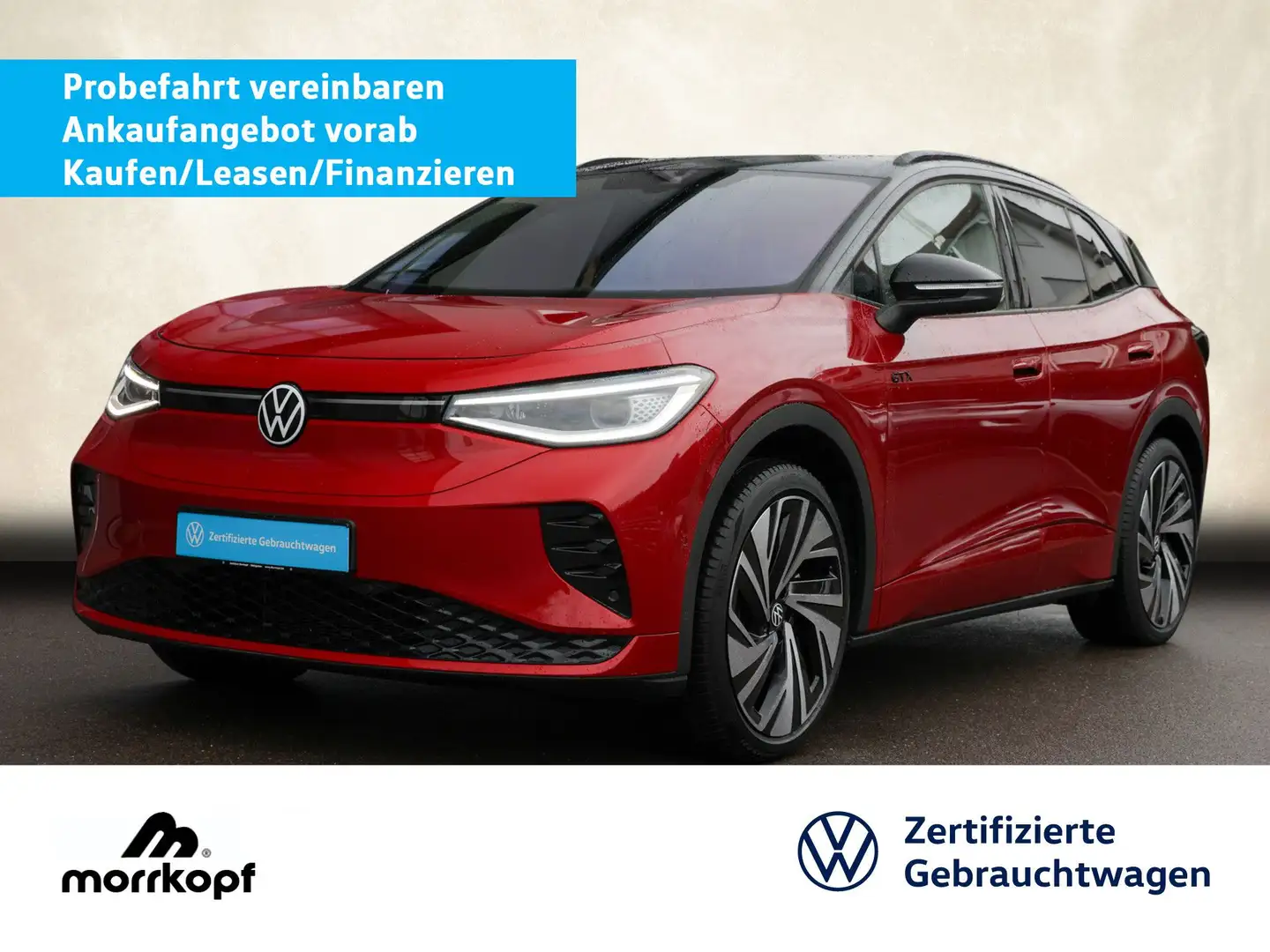 Volkswagen ID.4 GTX +PANO+MAX 511KM+AHK+HARMAN+ Bluetooth LED Rot - 1