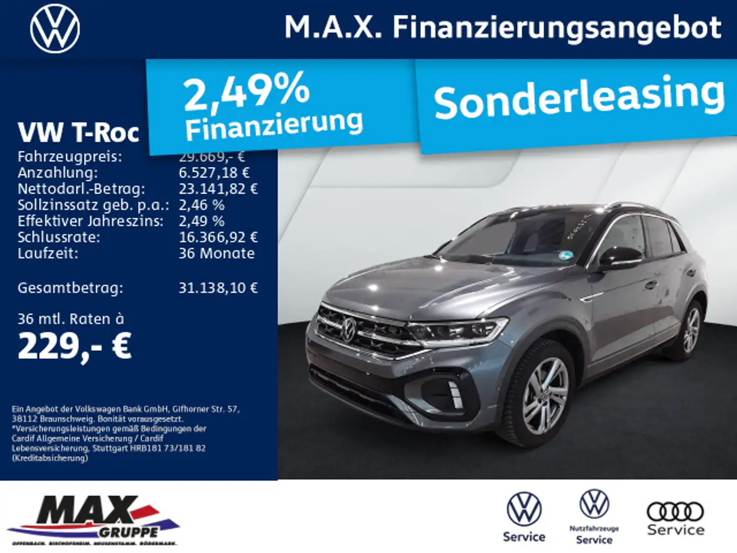Volkswagen T-Roc 1.5 TSI DSG R LINE LED+AHK+ACC+APP+KAMERA+ Grau - 1