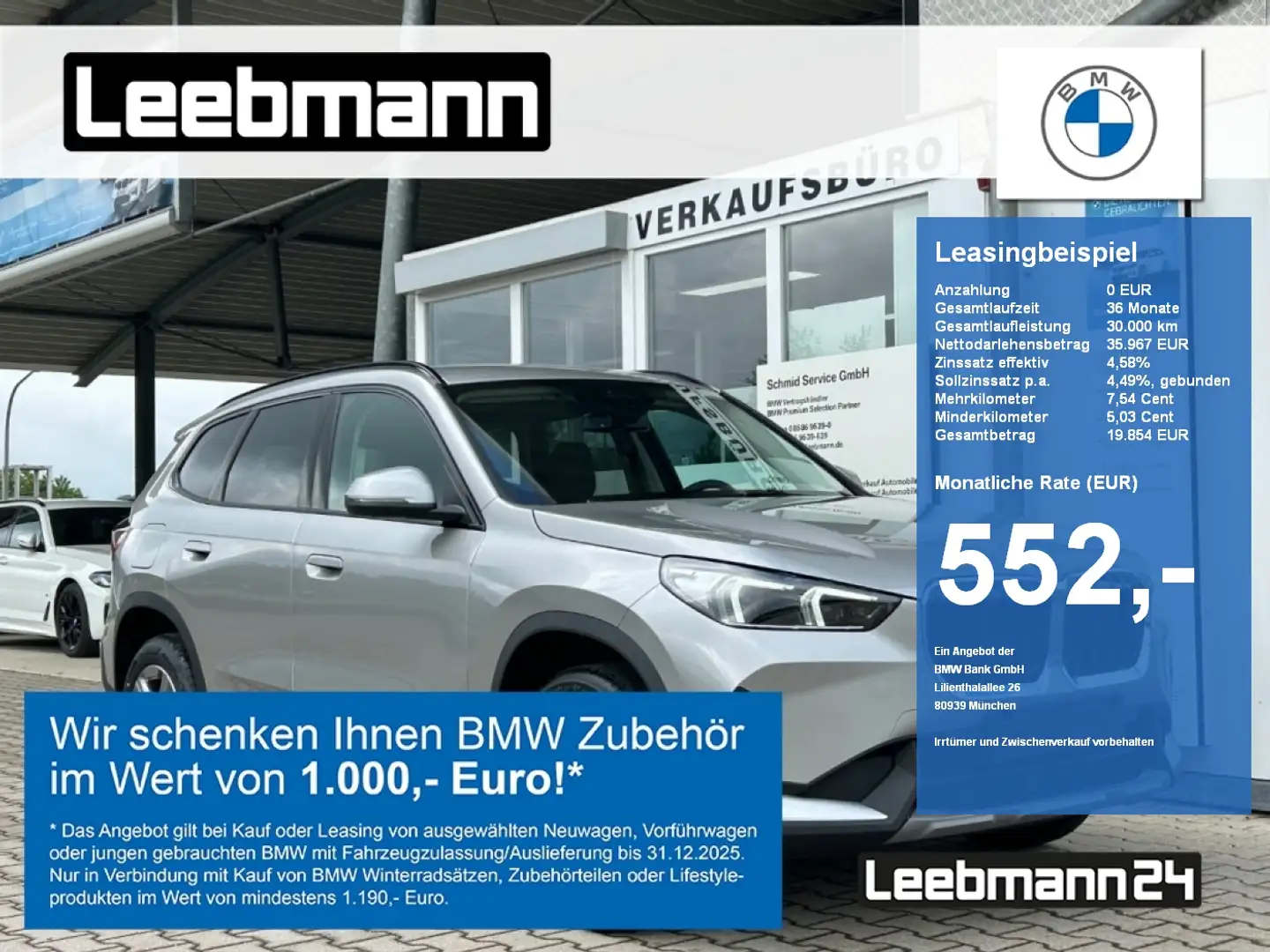 BMW X1 sDrive18i AHK/Massage/LKH/AdaptLED/KomfZug Argent - 1