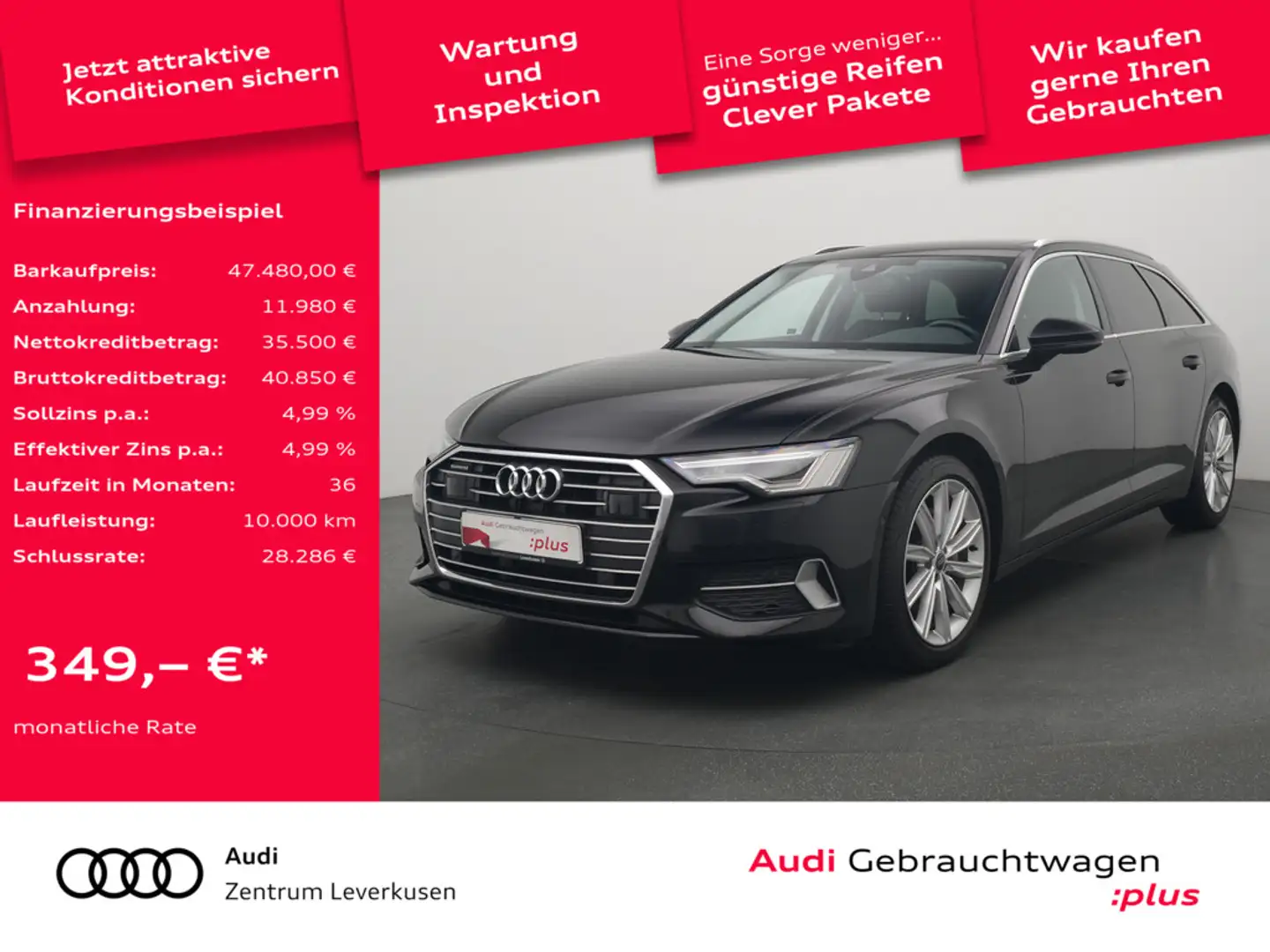 Audi A6 Avant 40 quattro Sport PANO KAM LEDER SHZ Noir - 1