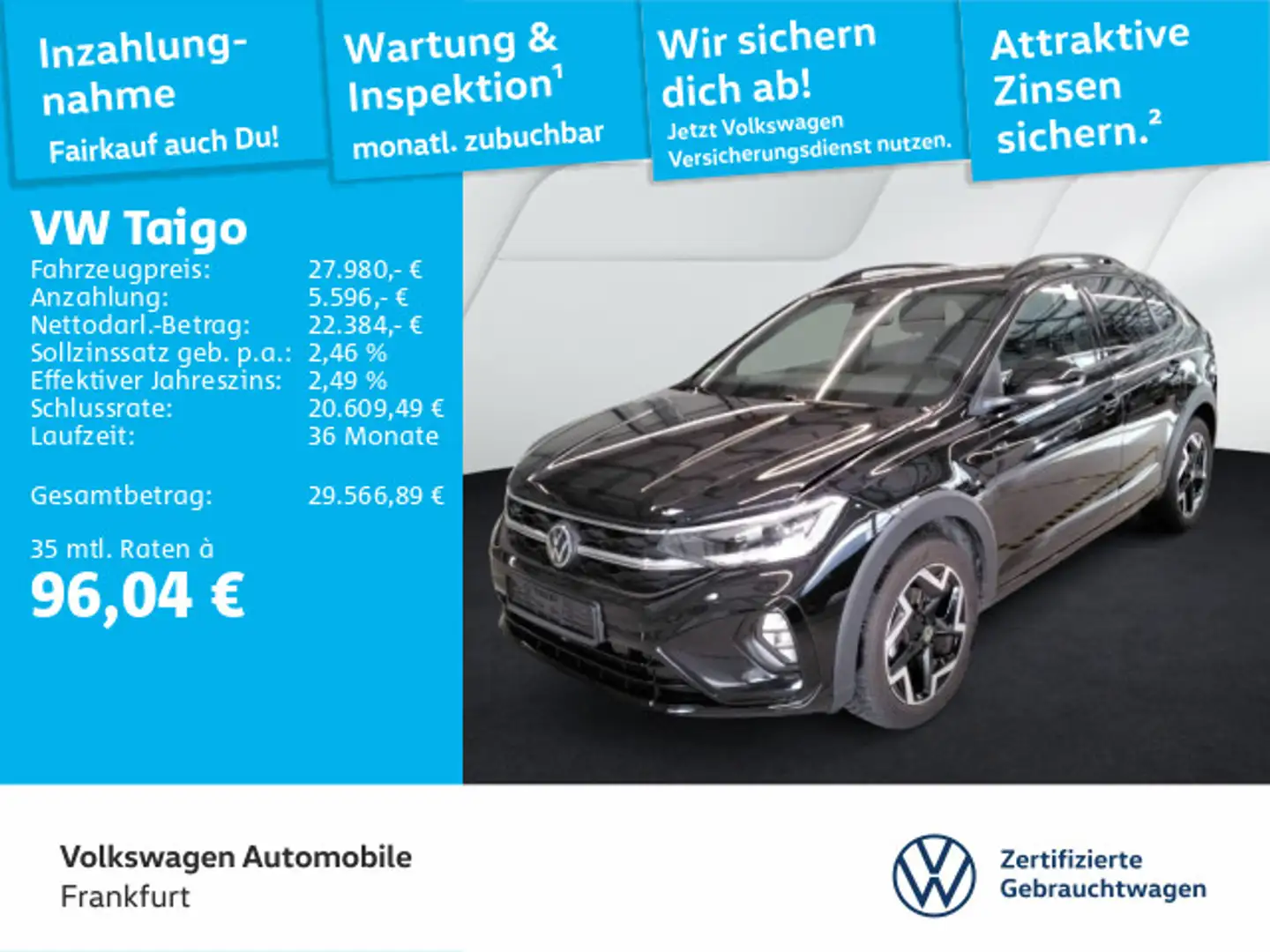 Volkswagen Taigo 1.5 TSI DSG R-Line Navi ACC IQ.Light Front Noir - 1