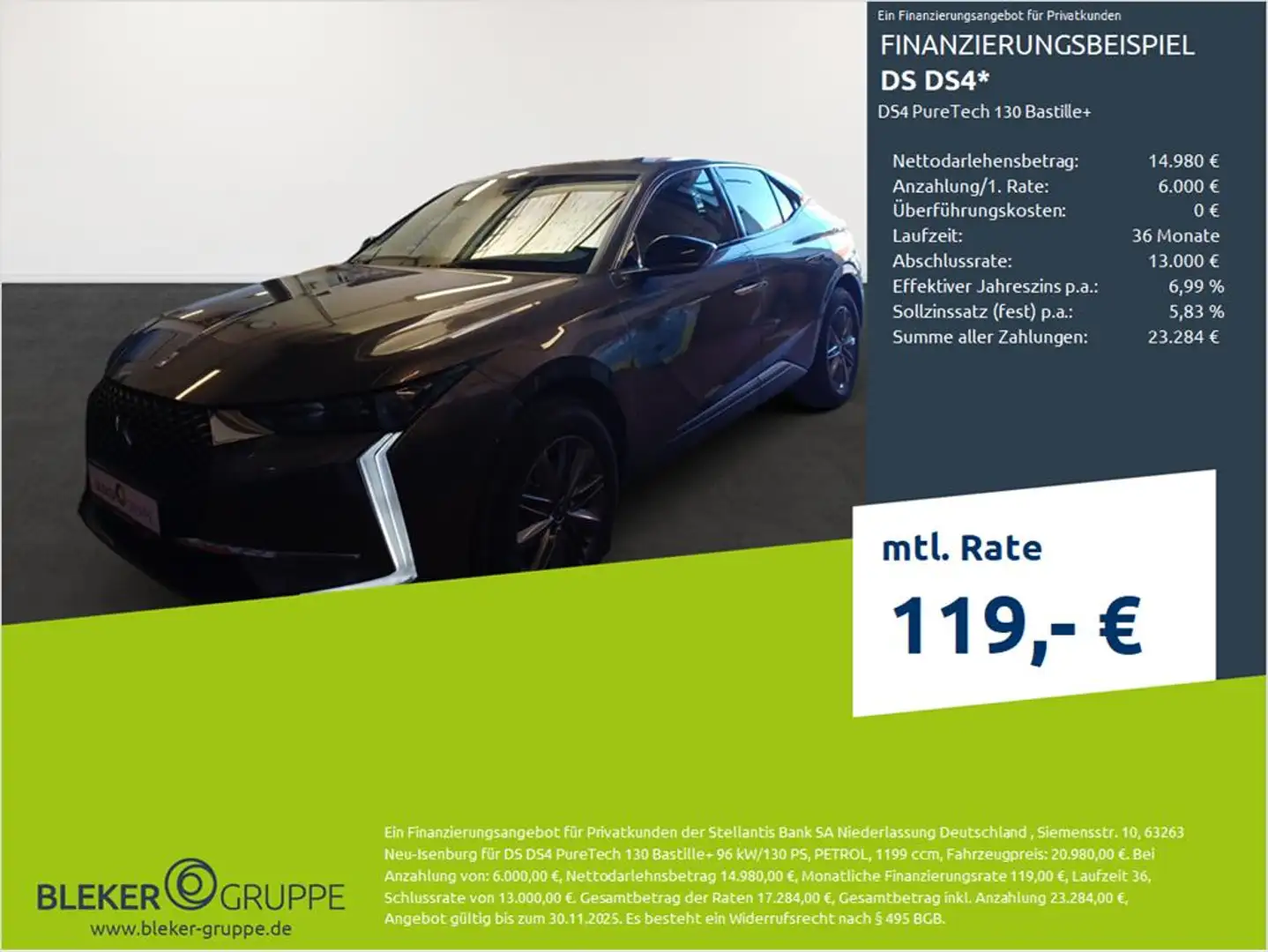 DS Automobiles DS 4 DS4 PureTech 130 Bastille+ Gris - 1
