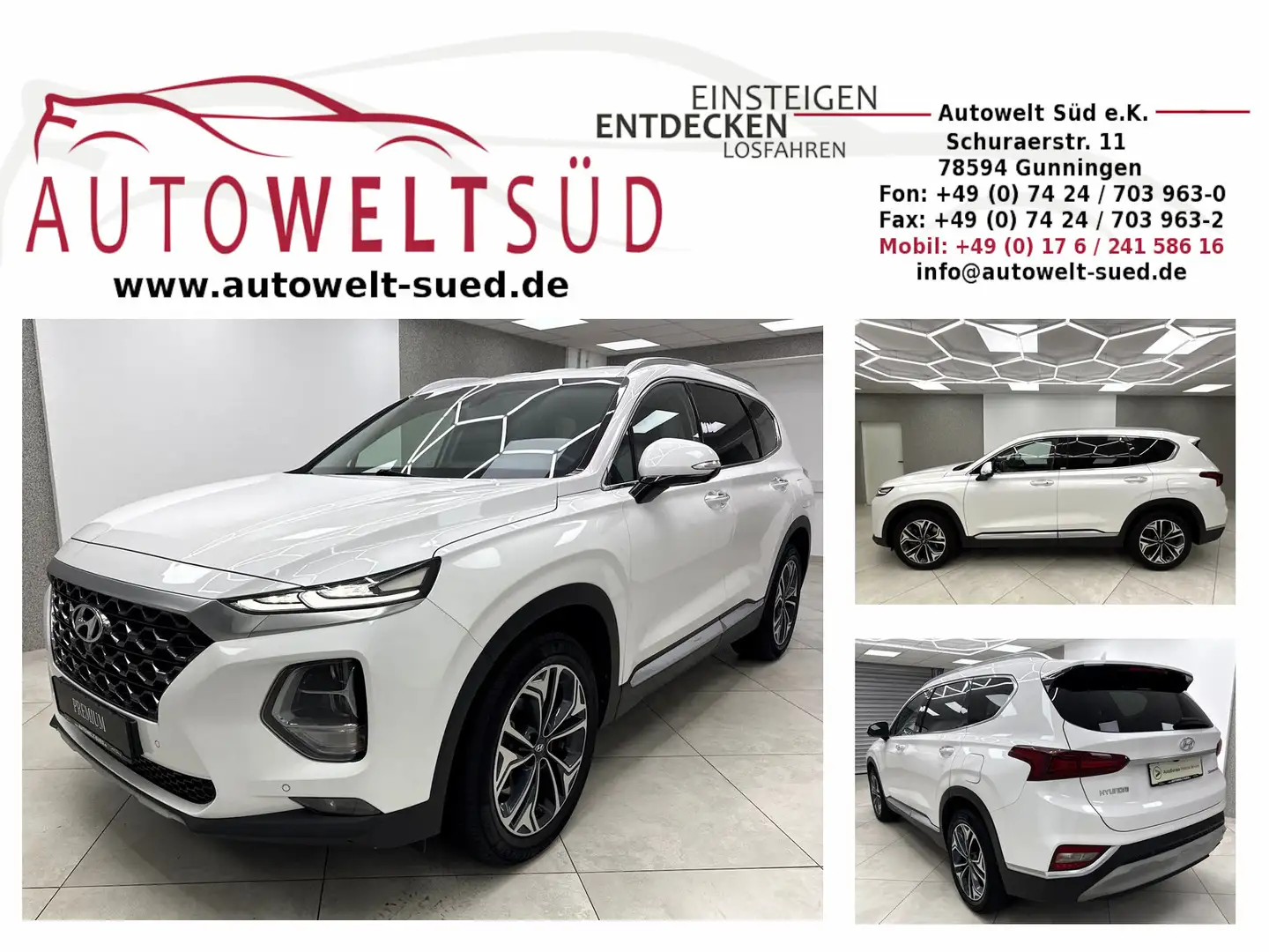 Hyundai SANTA FE 2.2 CRDi 8G Premium BelSi ACC 360° Hifi TotW Navi Blanc - 1