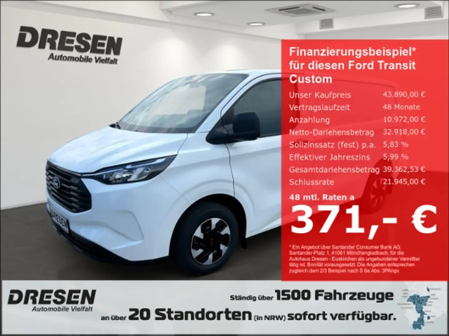 Ford Transit Custom Trend 320 L1 2.5 PHEV 233PS Kamera/ Blanc - 1
