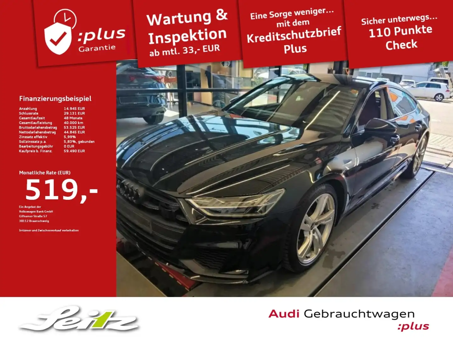 Audi S7 Sportback 3.0 TDI quattro *HEAD-UP*KAMERA*NAVI* Чорний - 1