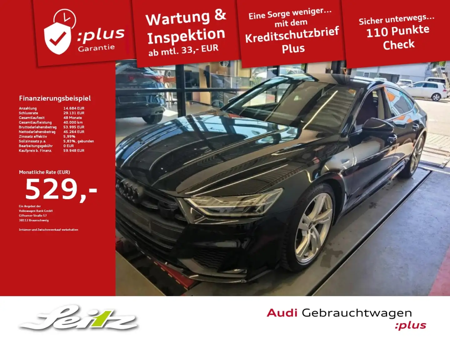 Audi S7 Sportback 3.0 TDI quattro *HEAD-UP*KAMERA*NAVI* Noir - 1