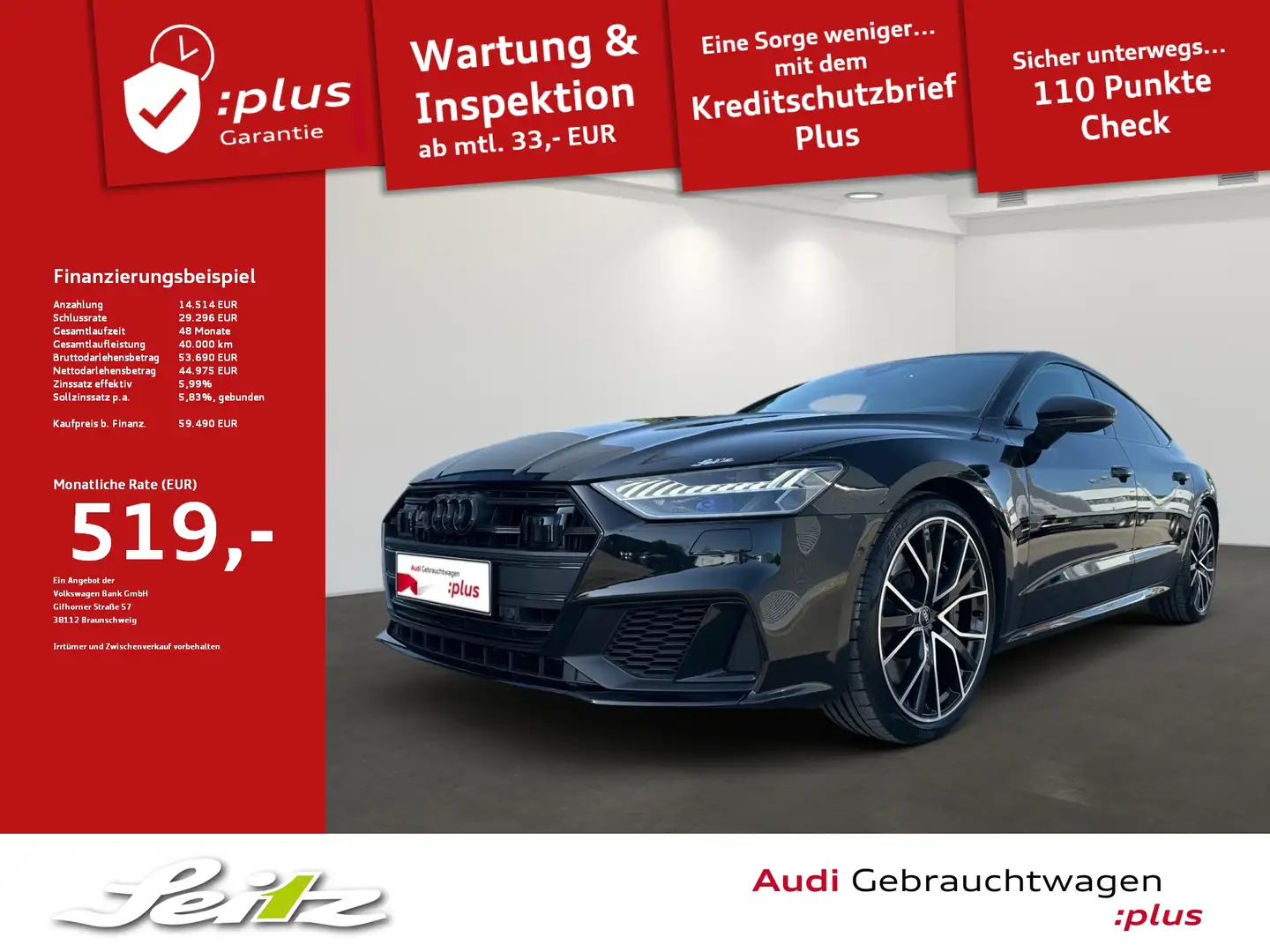 Audi S7 Sportback 3.0 TDI quattro *HEAD-UP*KAMERA*NAVI* Schwarz - 1