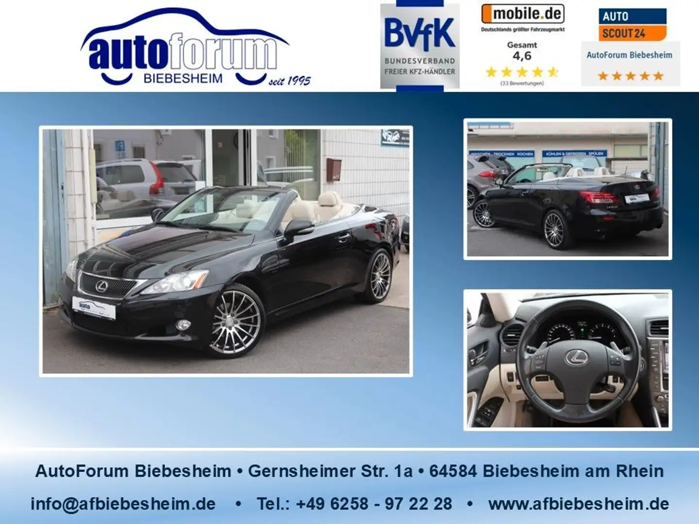 Lexus IS 250 C Luxury Leder*Sitzbelüftung*Navi*Xenon Noir - 1