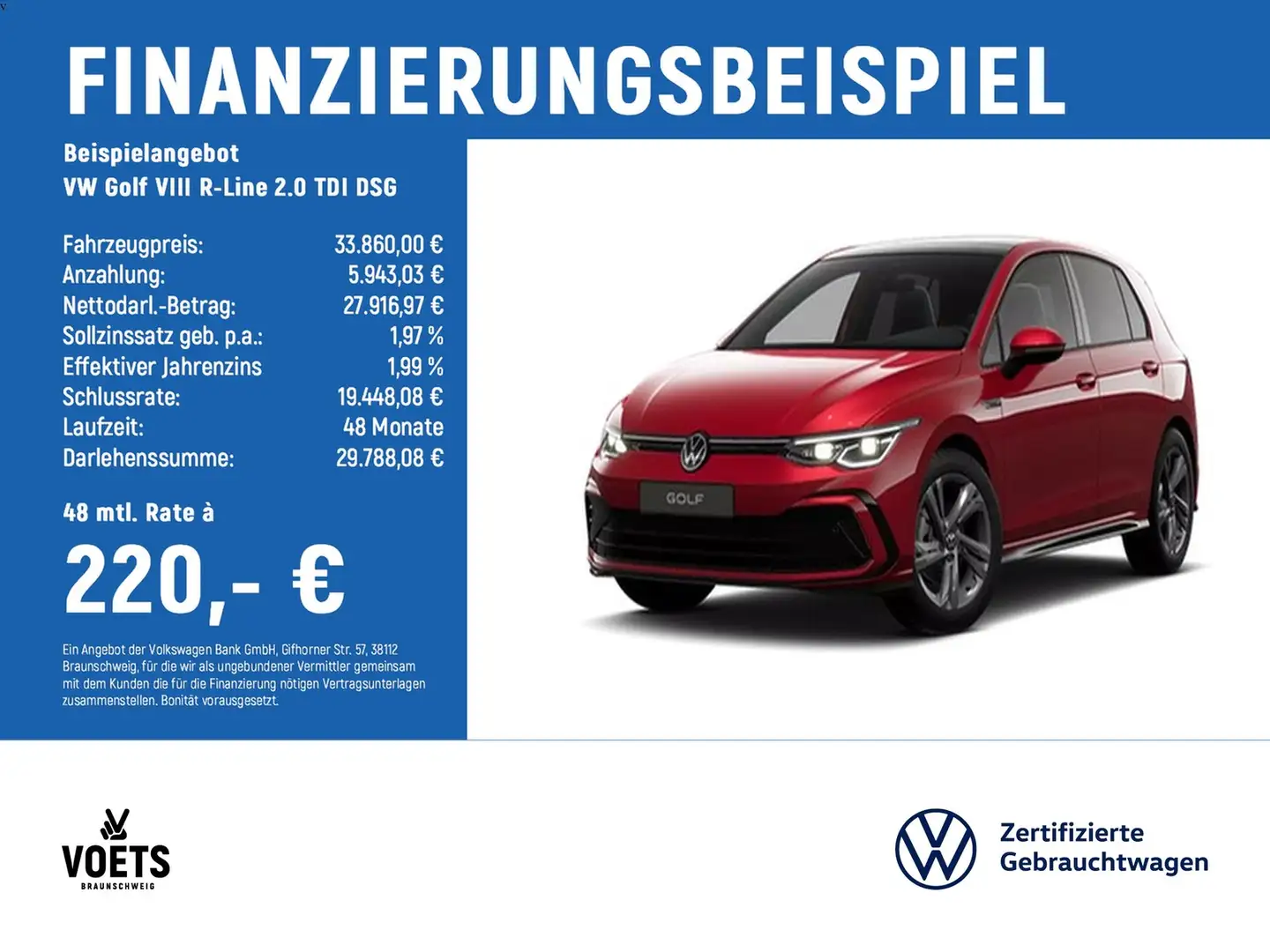 Volkswagen Golf VIII R-Line 2.0 TDI DSG PANO+STANDHZG+MATRIX-LED Rot - 2