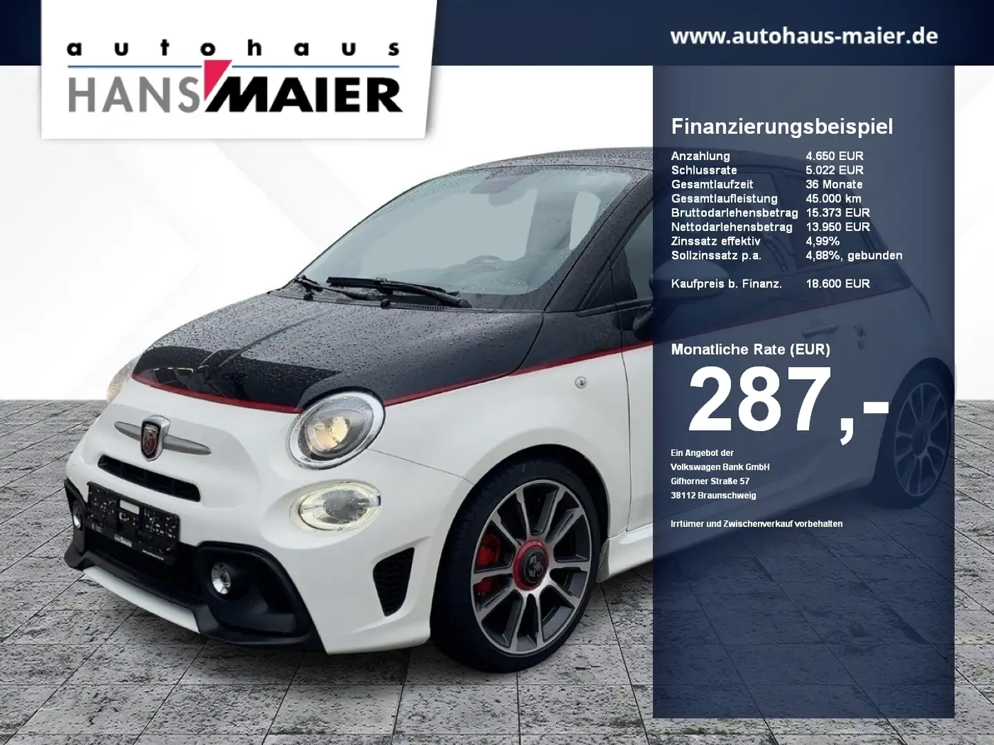 Abarth 595 Turismo Pano Bicolor Navi 8fach Leder Negro - 1