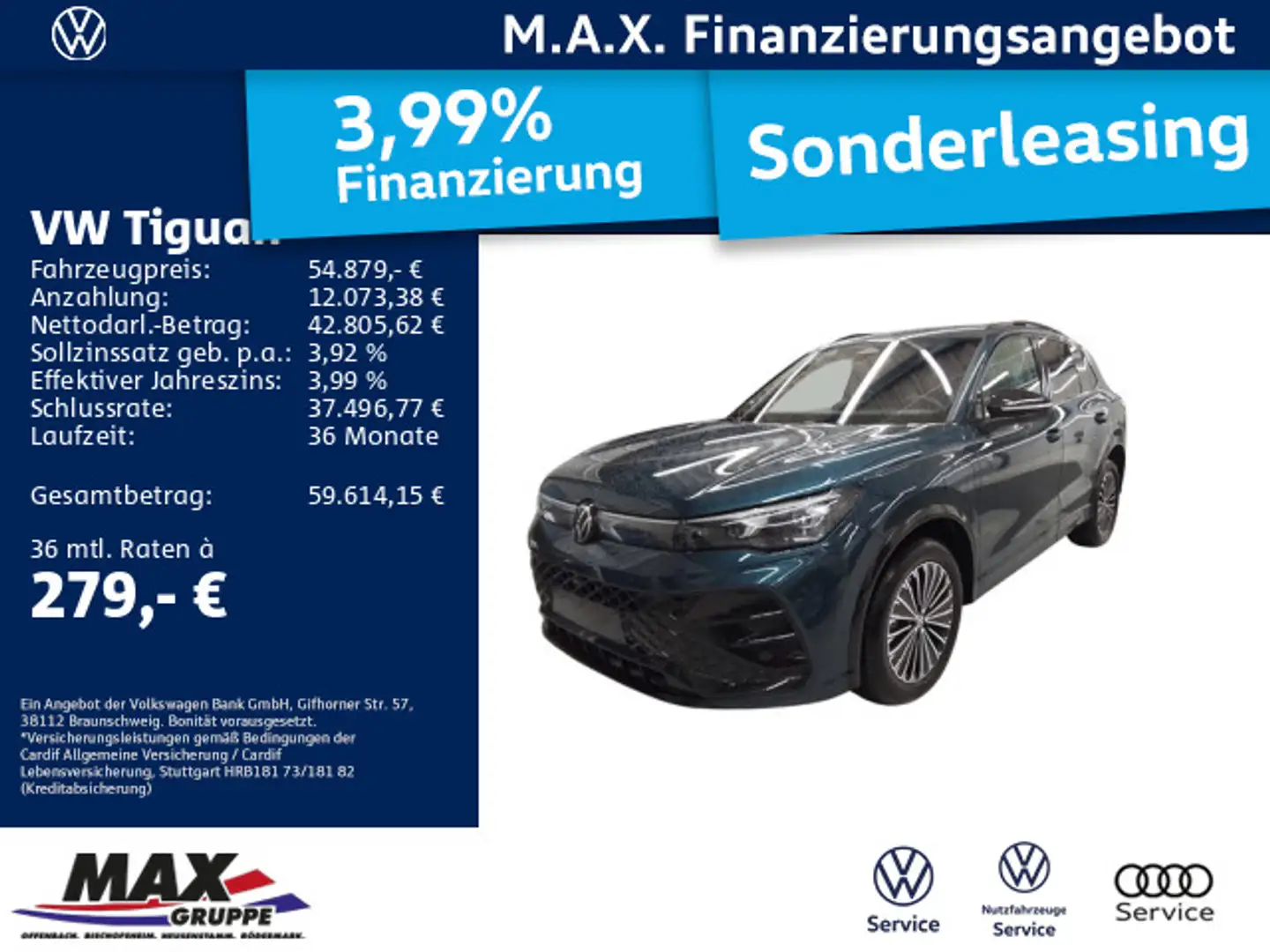Volkswagen Tiguan 1.5 eHybrid R-LINE IQ.LIGHT+PANO+360°+AHK Blau - 1