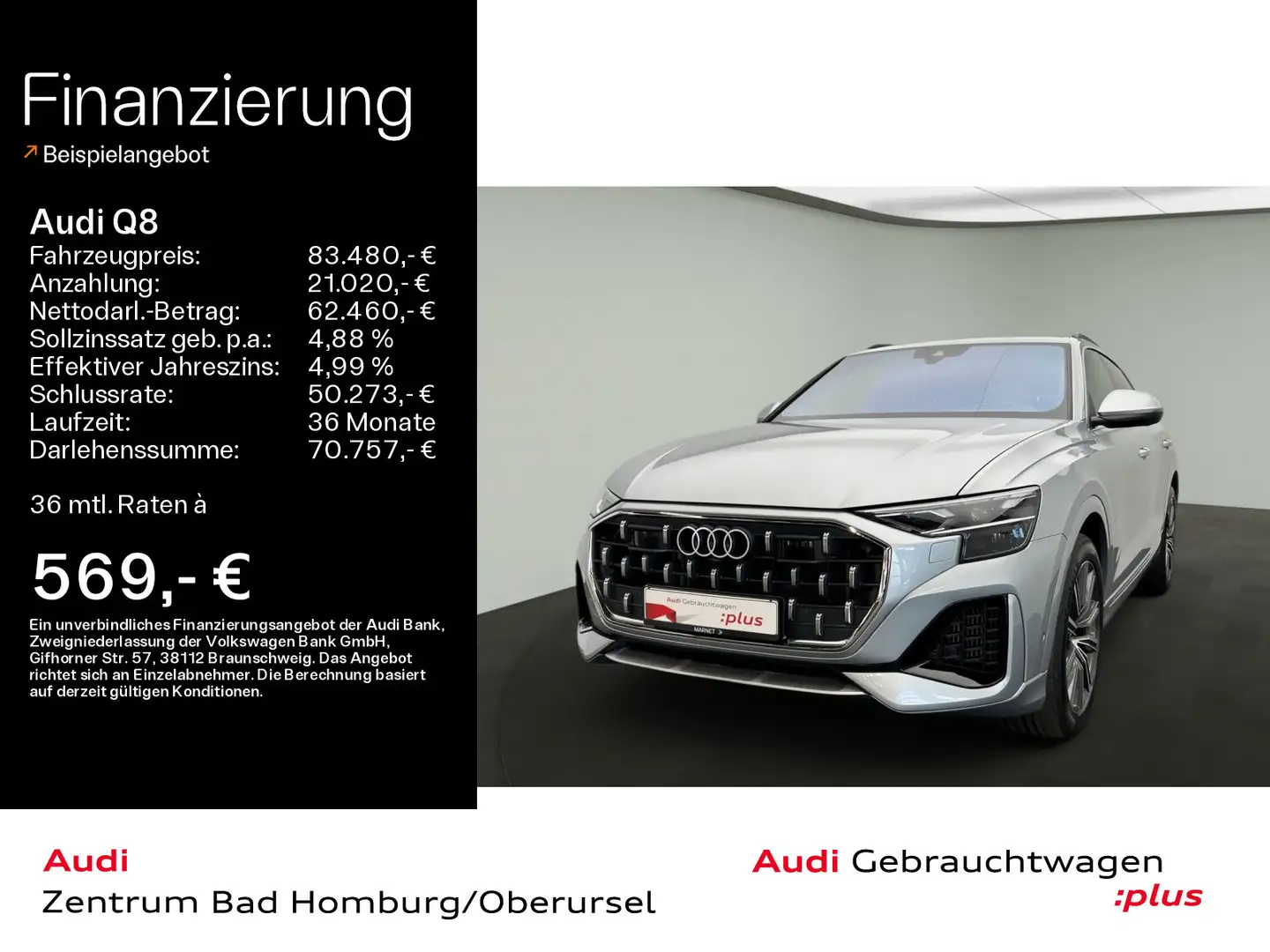 Audi Q8 55 TFSI e quattro S line*Navi*Matrix*Alu*B&O* Silber - 1