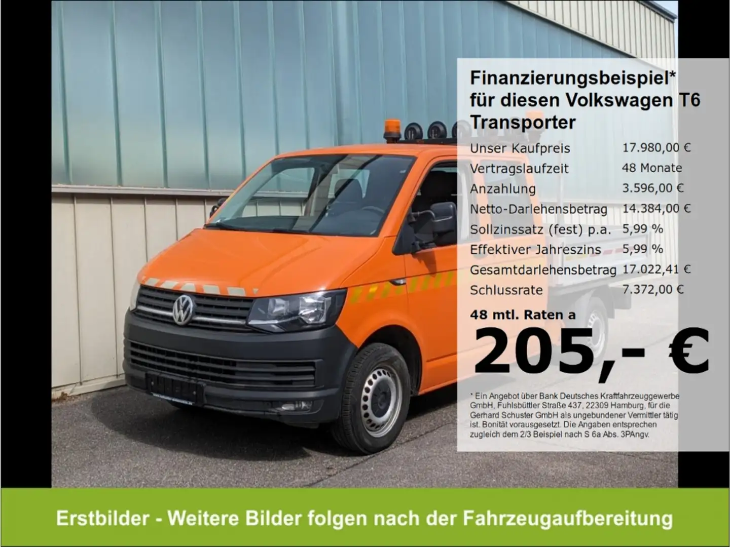 Volkswagen T6 Transporter Pritsche DoKa LR*AHK StndHzg 6Sit Orange - 1
