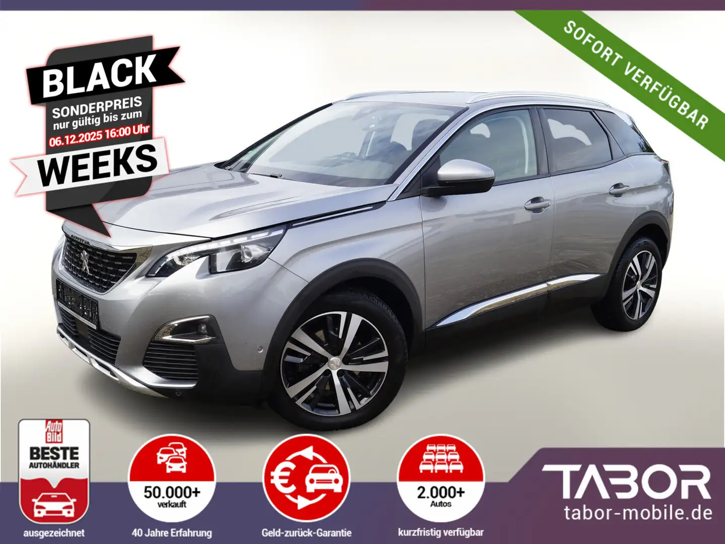 Peugeot 3008 1.6 PT 180 Aut. Allure LED Nav KeyL eHk Kam Grau - 1
