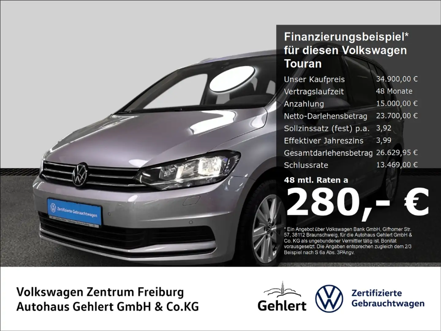Volkswagen Touran Comfortline 1.5 TSI DSG AHK Navi Kamera 7-Sitzer Silber - 1