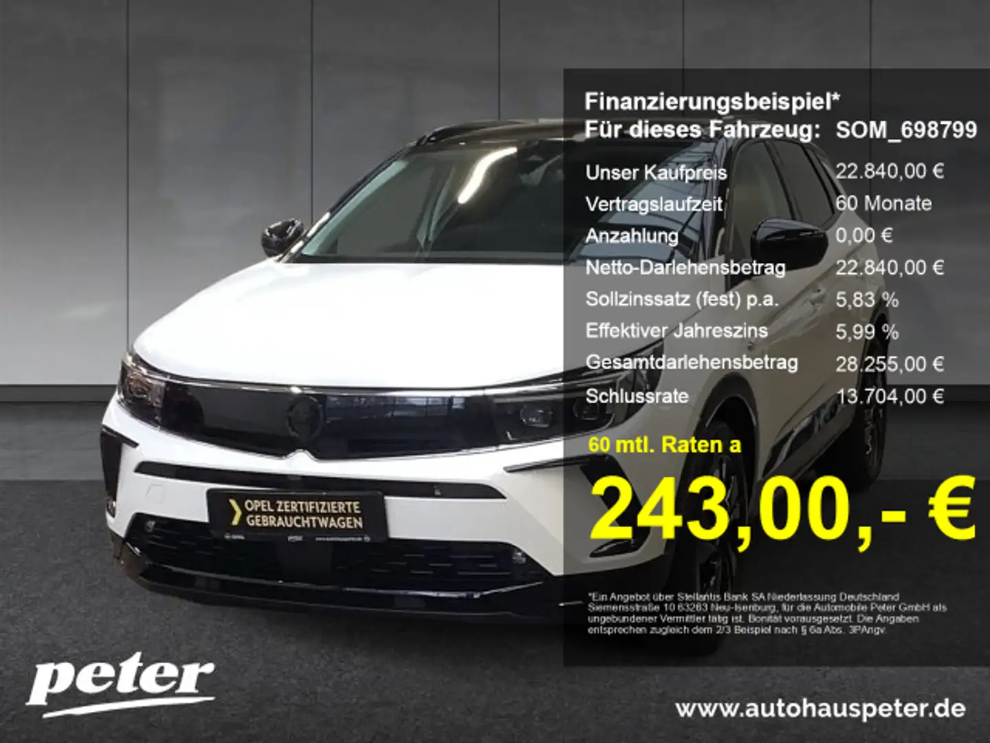 Opel Grandland Grandland 1.2 Turbo GS Line Klimaautomatik Alcanta Weiß - 1