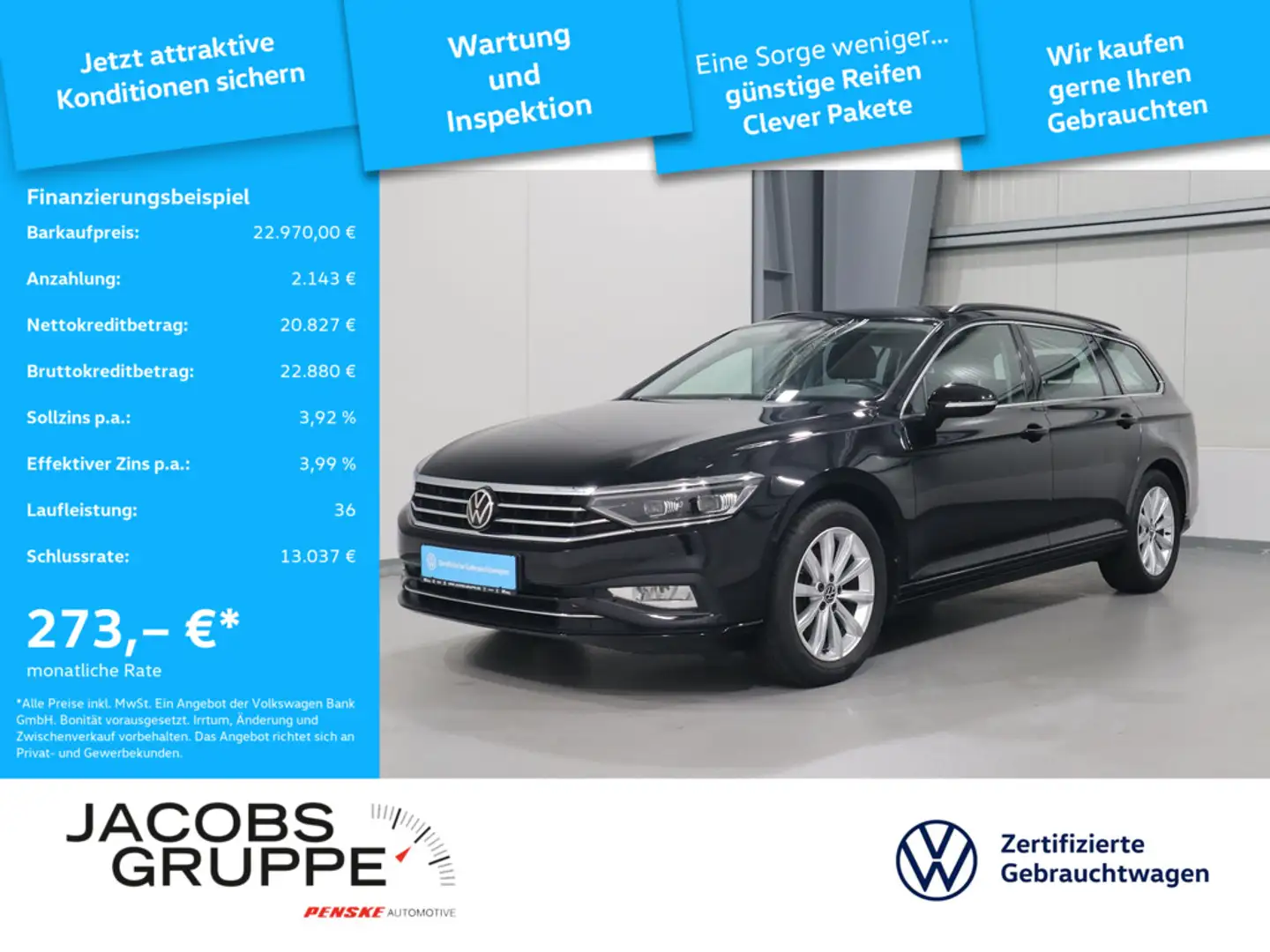 Volkswagen Passat Variant 1.5 TSI Business Navi*IQ*CAM*AID Schwarz - 1