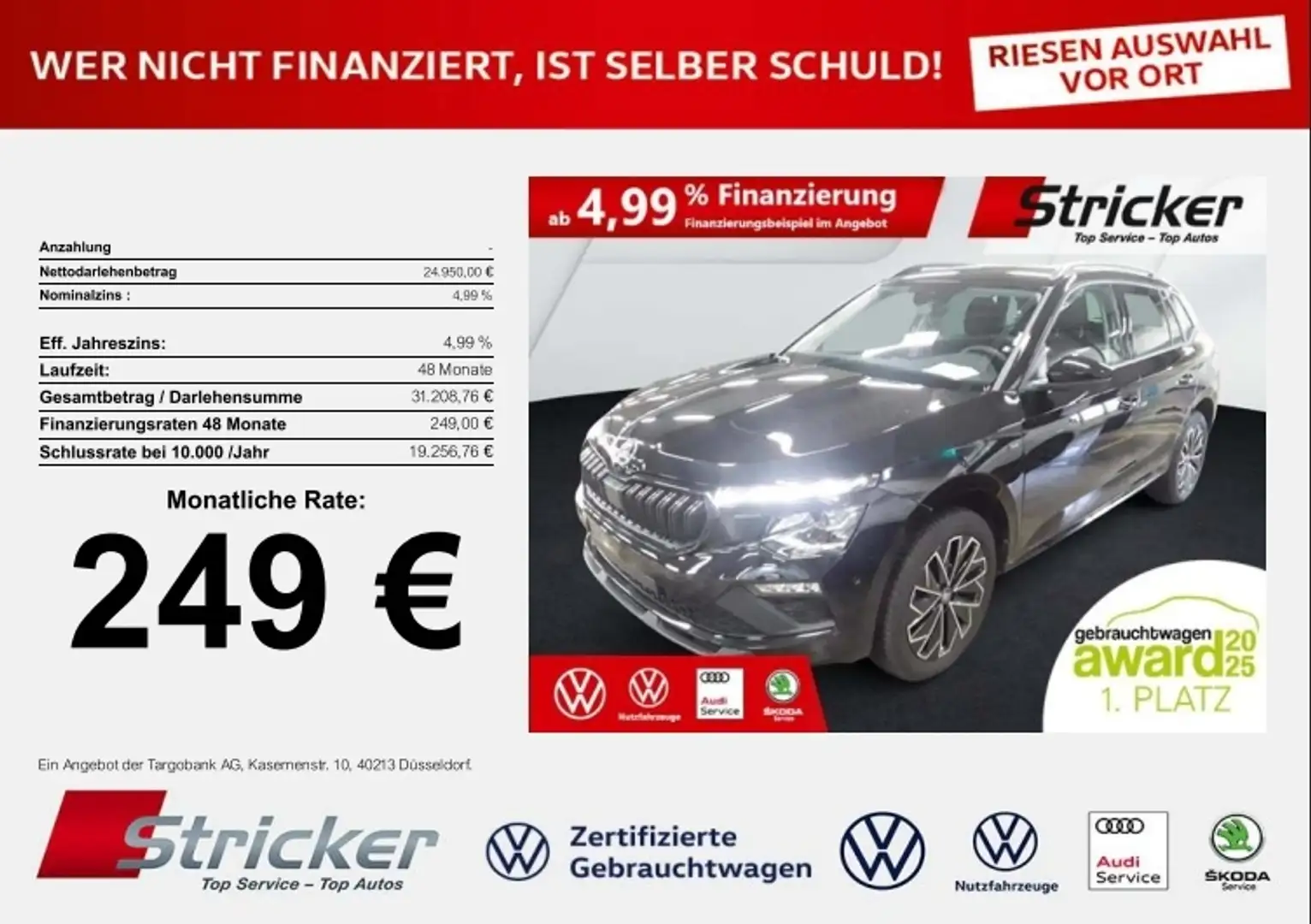 Skoda Kamiq Tour 1.5 TSI DSG 249,-ohne Anzahlung AHK Matrix Schwarz - 1