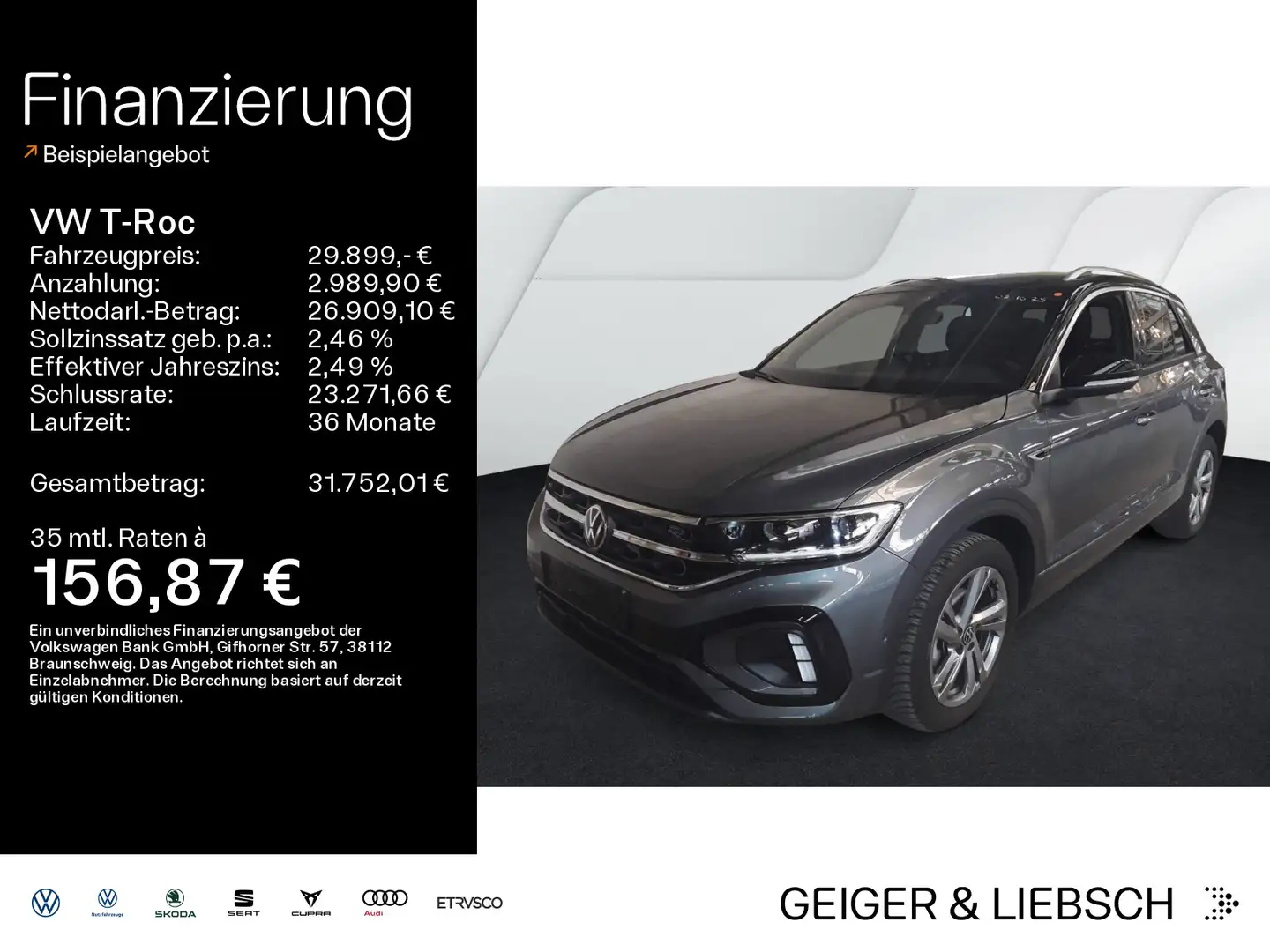 Volkswagen T-Roc T-ROC 1.5 TSI DSG R-LINE*AHK*KAMERA*NAVI*LED*17Z Grijs - 1