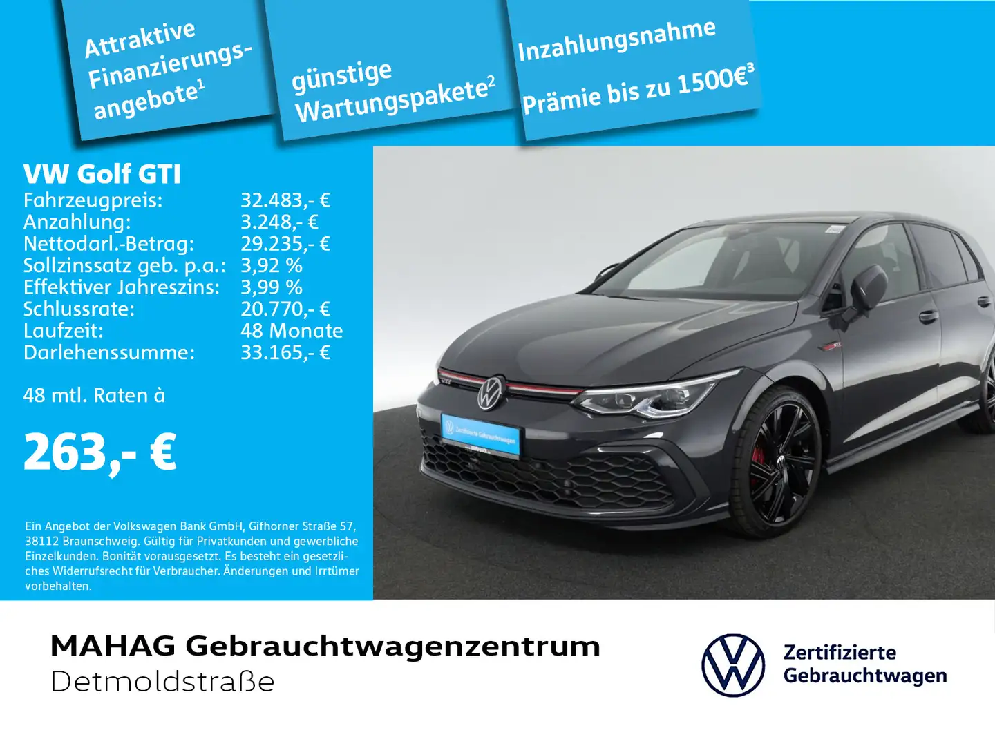 Volkswagen Golf GTI Golf VIII GTI 2.0 TSI AHK Navi LED Pano DigitalC Grau - 1