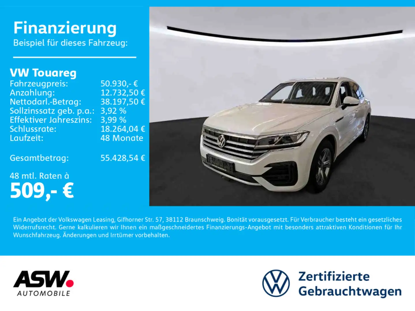 Volkswagen Touareg R-Line 3.0TDI 4M tiptronic LEDER ACC AHK Weiß - 1