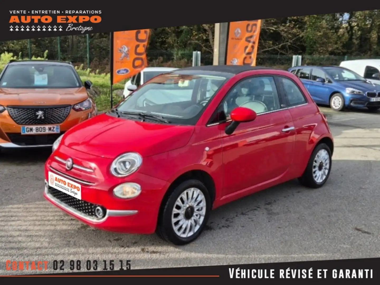 Fiat 500C 1.2 8V 69CH LOUNGE Rouge - 2