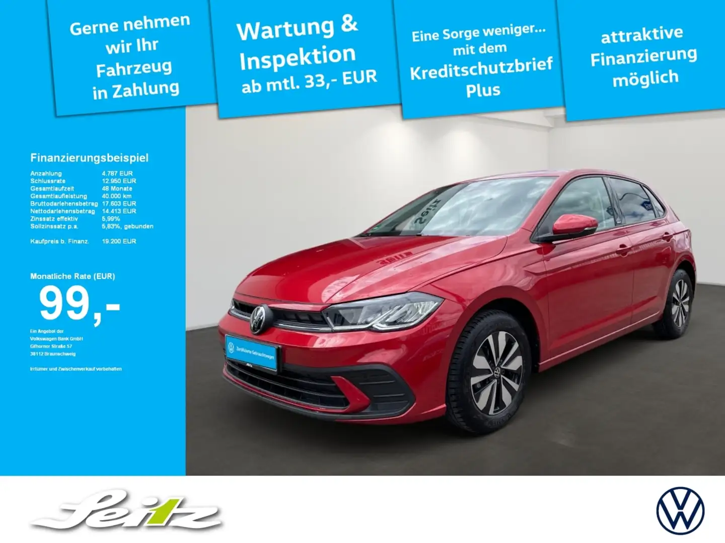 Volkswagen Polo VI 1.0 TSI Move *LED*NAVI*PARKSENSOR* Rot - 1