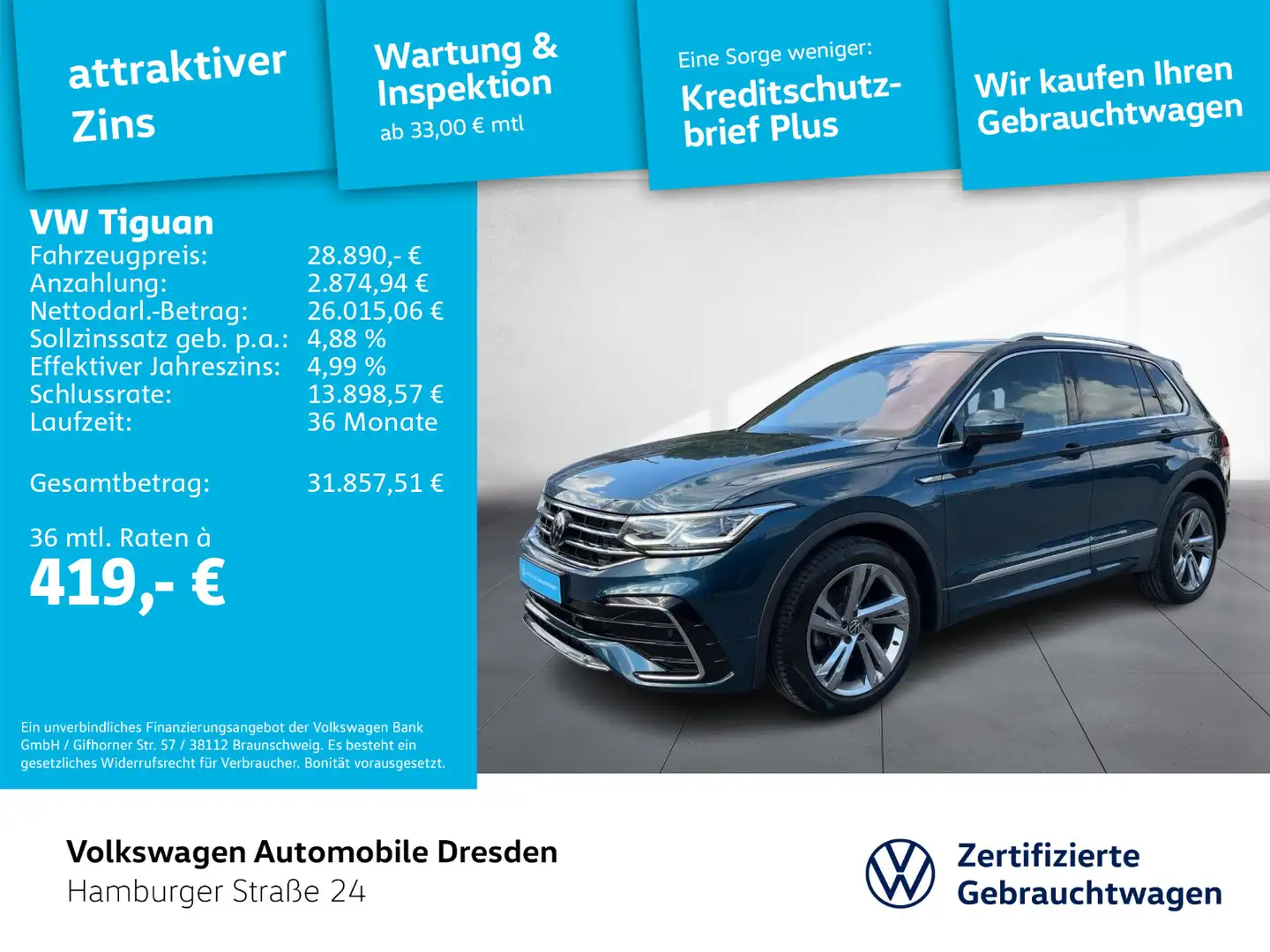 Volkswagen Tiguan R-Line 1.5 TSI DSG IQ KAM AID TRAVEL Blau - 1