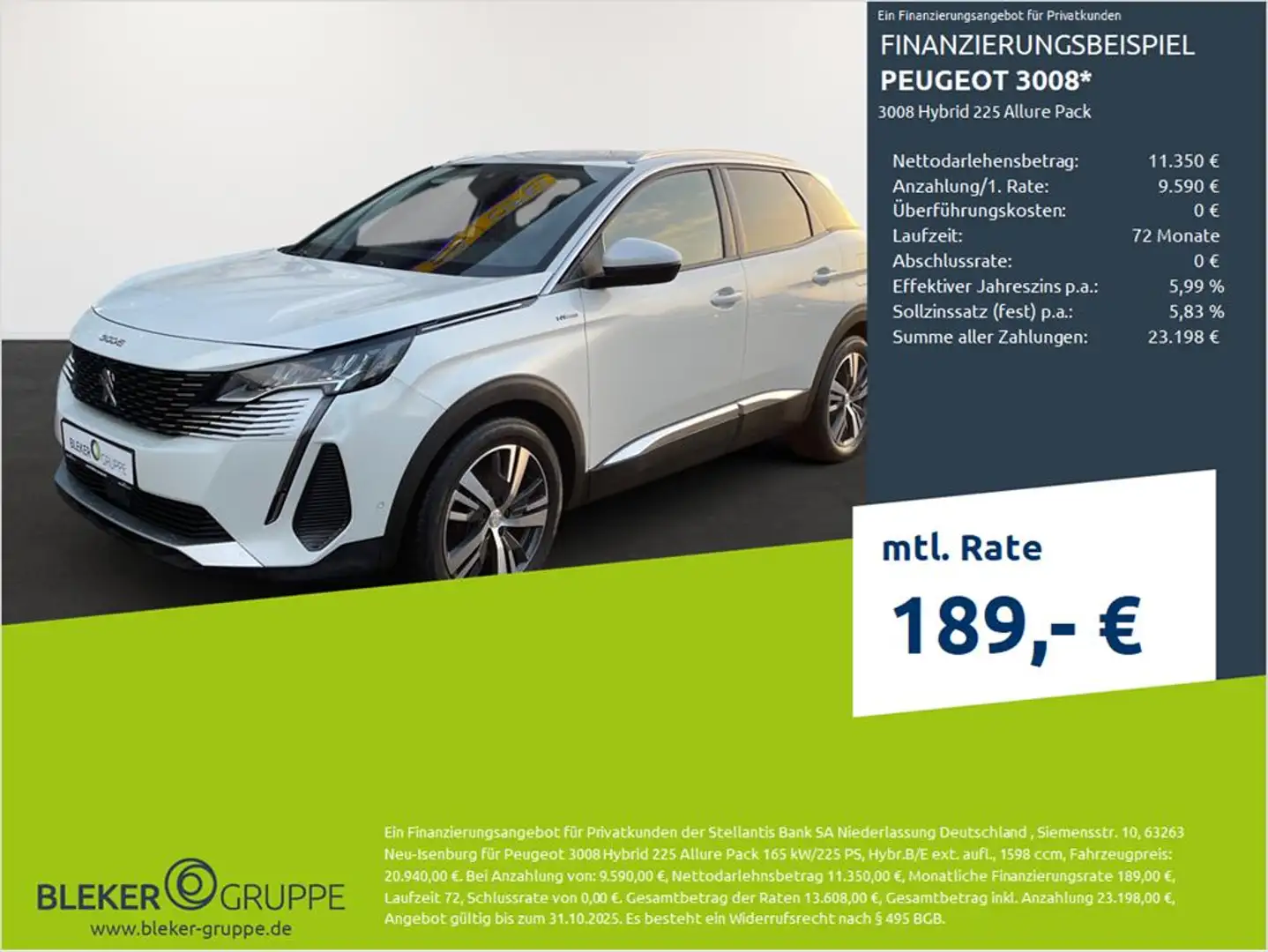 Peugeot 3008 3008 Hybrid 225 Allure Pack Blanc - 1
