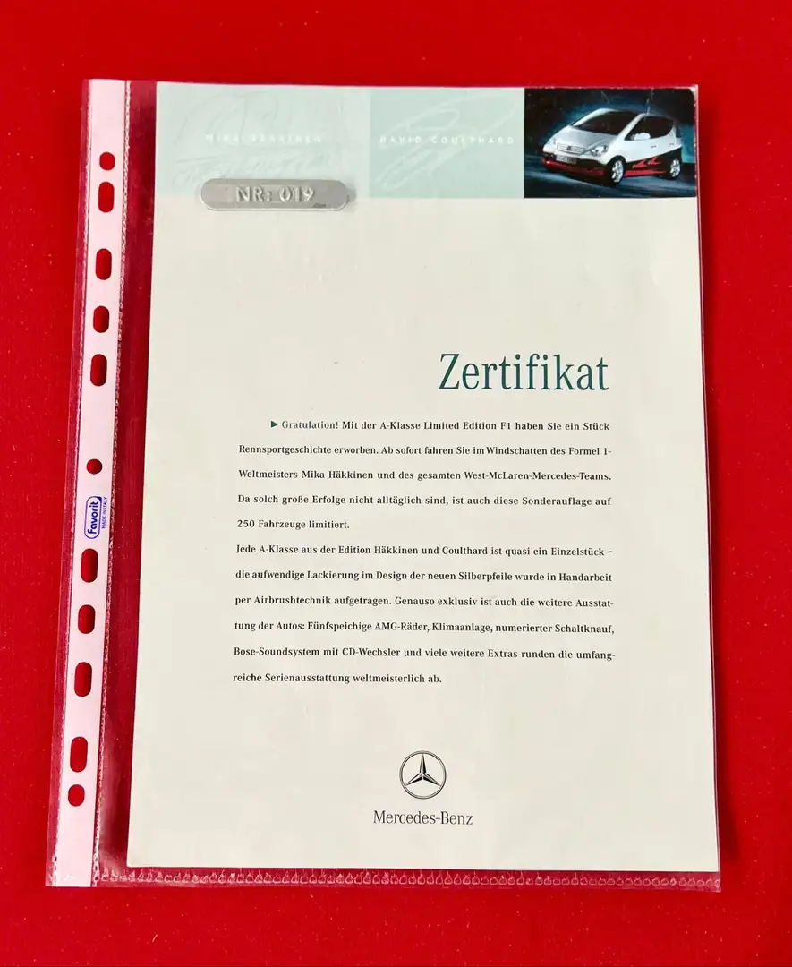 Mercedes-Benz A 160 Hakkinen F1 edition number 19 tagliandi regolari Срібний - 1