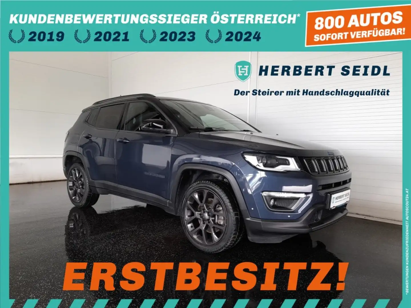 Jeep Compass S PHEV 4x4 Aut. *SKY / 19ZOLL / BI-XENON / NAVI / VOLLEDER & MEMORY / SITZBELÜFTUNG / ALPINE SOUND SYSTEM* Blau - 1