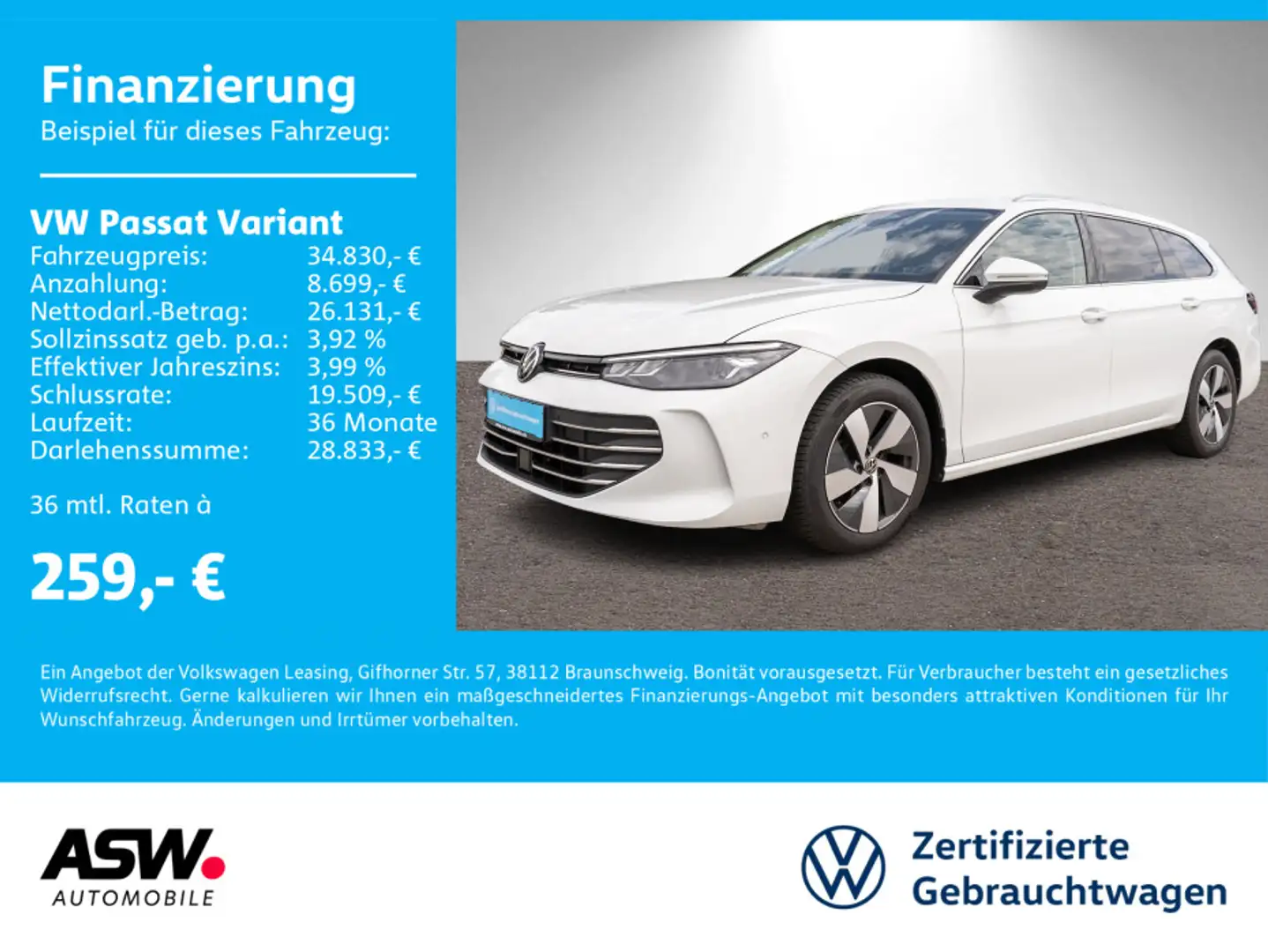 Volkswagen Passat Variant Business 2.0 TDI DSG LED 360° AHK Weiß - 1