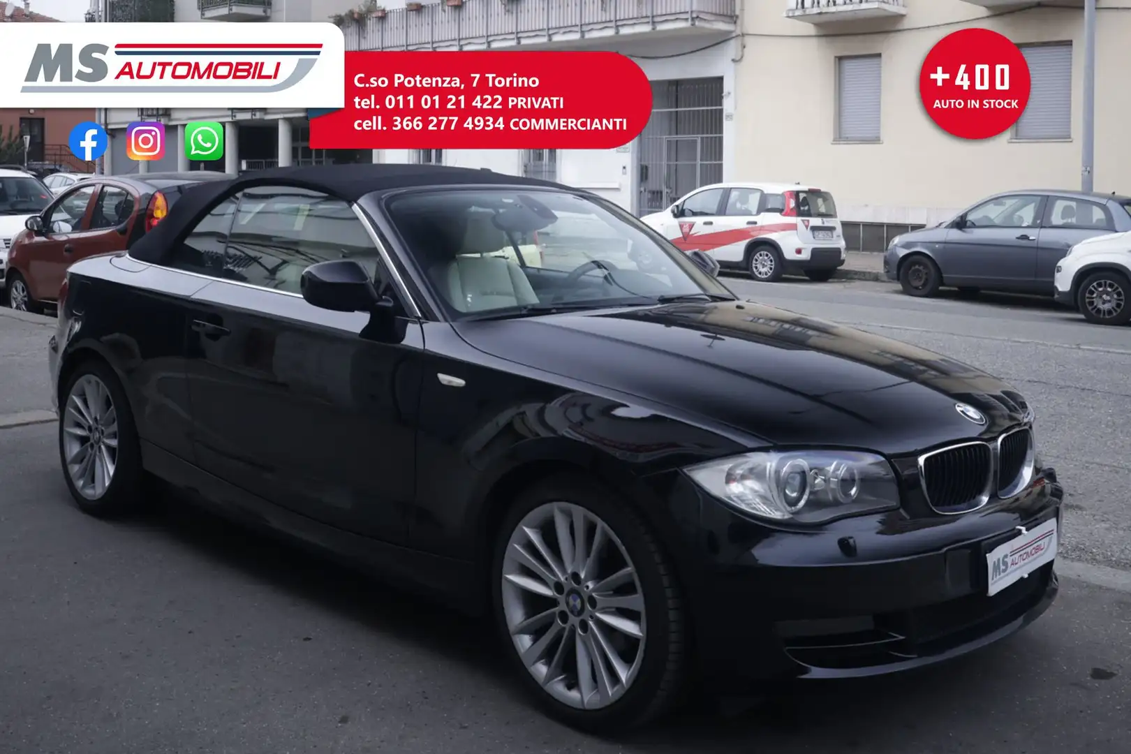 BMW 118 118d 2.0 143CV Cabrio Futura Unicoproprietario Siyah - 1